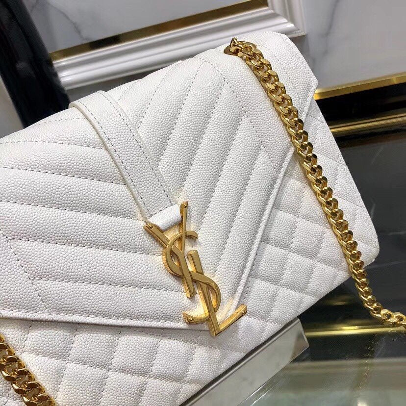 Y ENVELOPE MEDIUM BAG IN MIX MATELASS?? GRAIN DE POUDRE EMBOSSED LEATHER