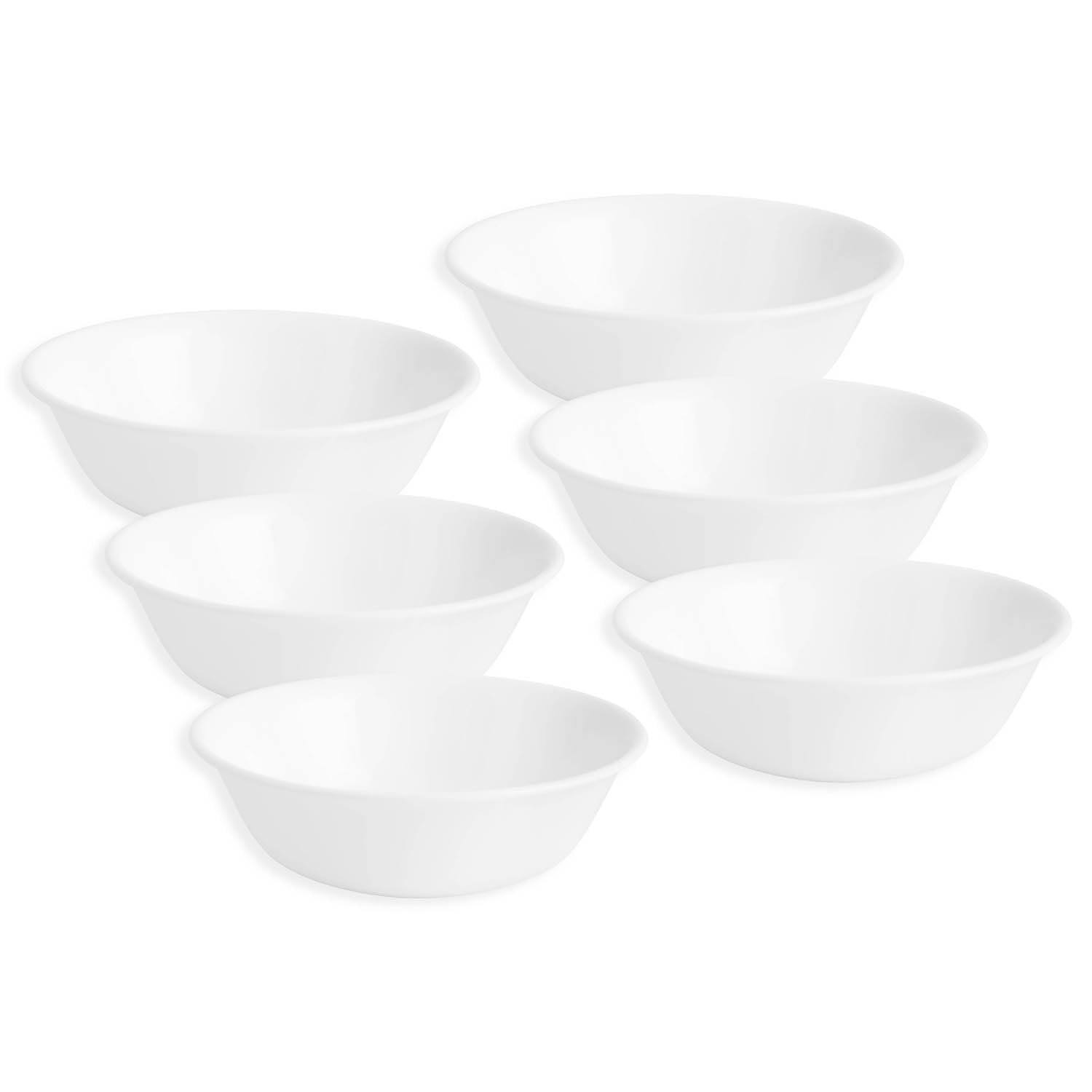 Corelle Vitrelle 6-Piece Soup/Cereal Bowl Set, Triple Layer Glass and Chip Resistant, 18 oz Lightweight Round Bowls, Winter Frost White