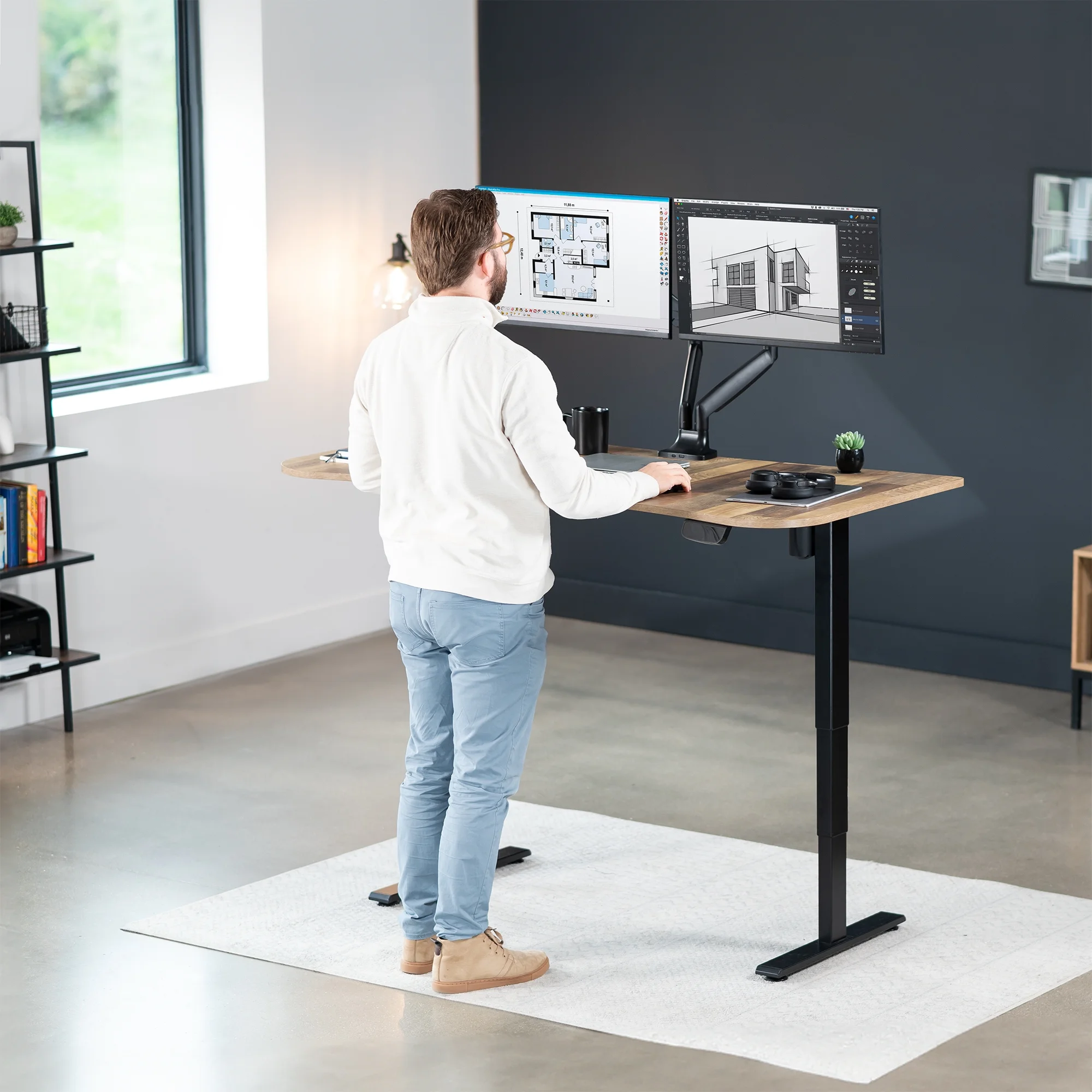 Reclaimed Wood / Black 63�?x 32�?Electric Height Adjustable Stand Up Desk(Reclaimed Wood/Black) - Image 6