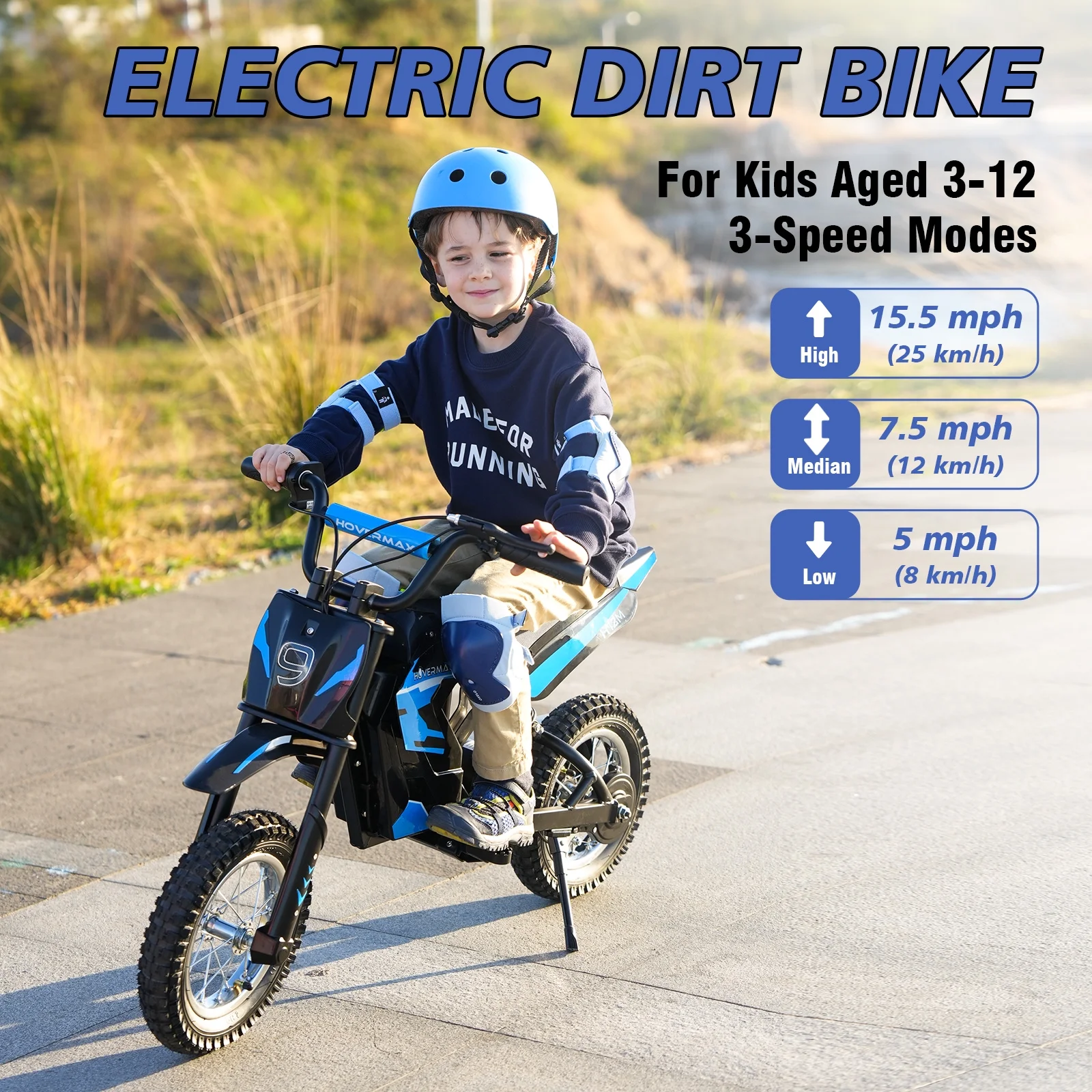 H12M 36V Electric Dirt Bike, 300W Electric Motorcycle 15.5MPH Max Speed, Ride On Toys motocross for Kids Teens, Blue(Blue) - Image 4