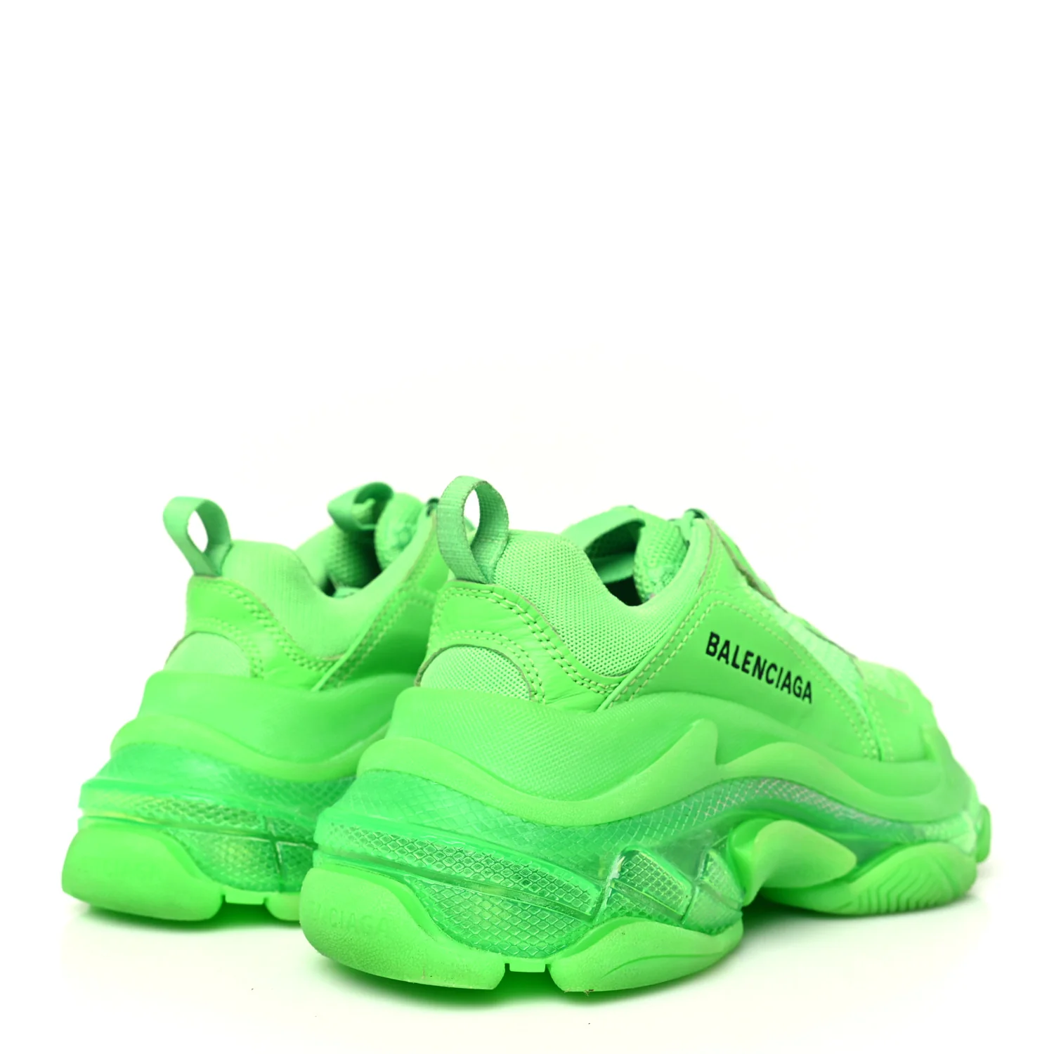 Fabric Mesh Clear Sole Womens Triple S Sneakers 36 Fluo Green