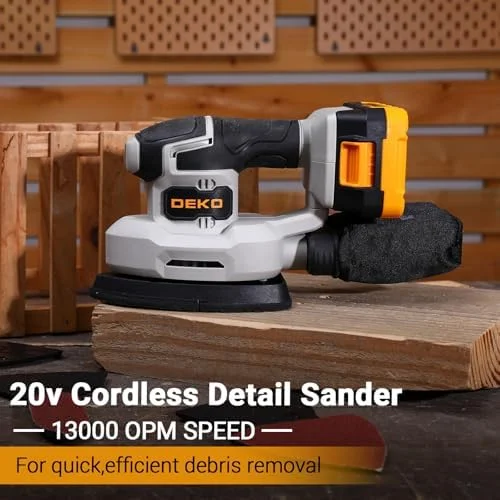 Cordless Detail Sander: Multi - Function Mouse Sander Electric Sander Tool Palm Sanders with Dust Collector, 3 Additional Attachments&12pcs Sandpapers for Home Decoration