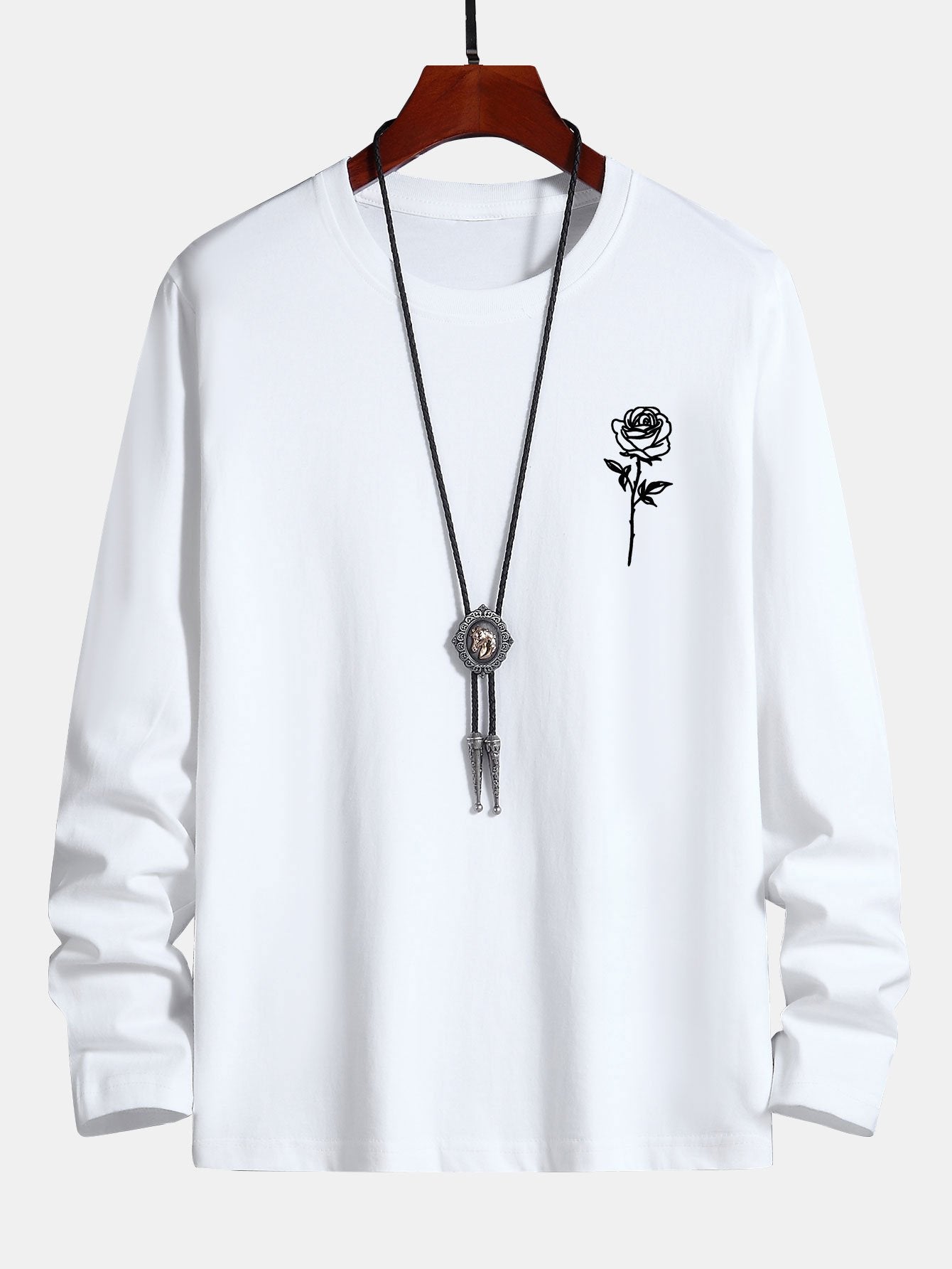 T-shirt en coton à manches longues imprimé roses