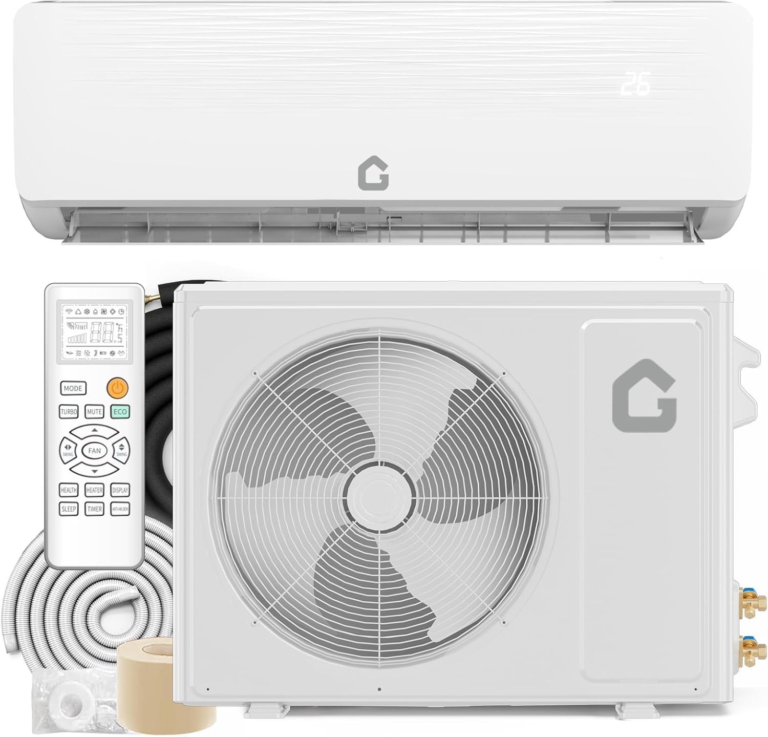 Air Conditioner Split Unit, 12,000 BTU All-Seasonal AC, SEER2 19, 115V, Sleep Mode, Auto Shut-Off, Timer Function, Energy Star Certificated, for Room Up 750 sq ft
