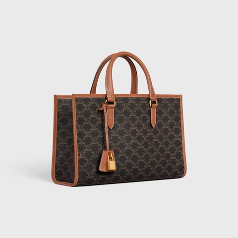 MINI HORIZONTAL CABAS IN TRIOMPHE CANVAS AND CALFSKIN