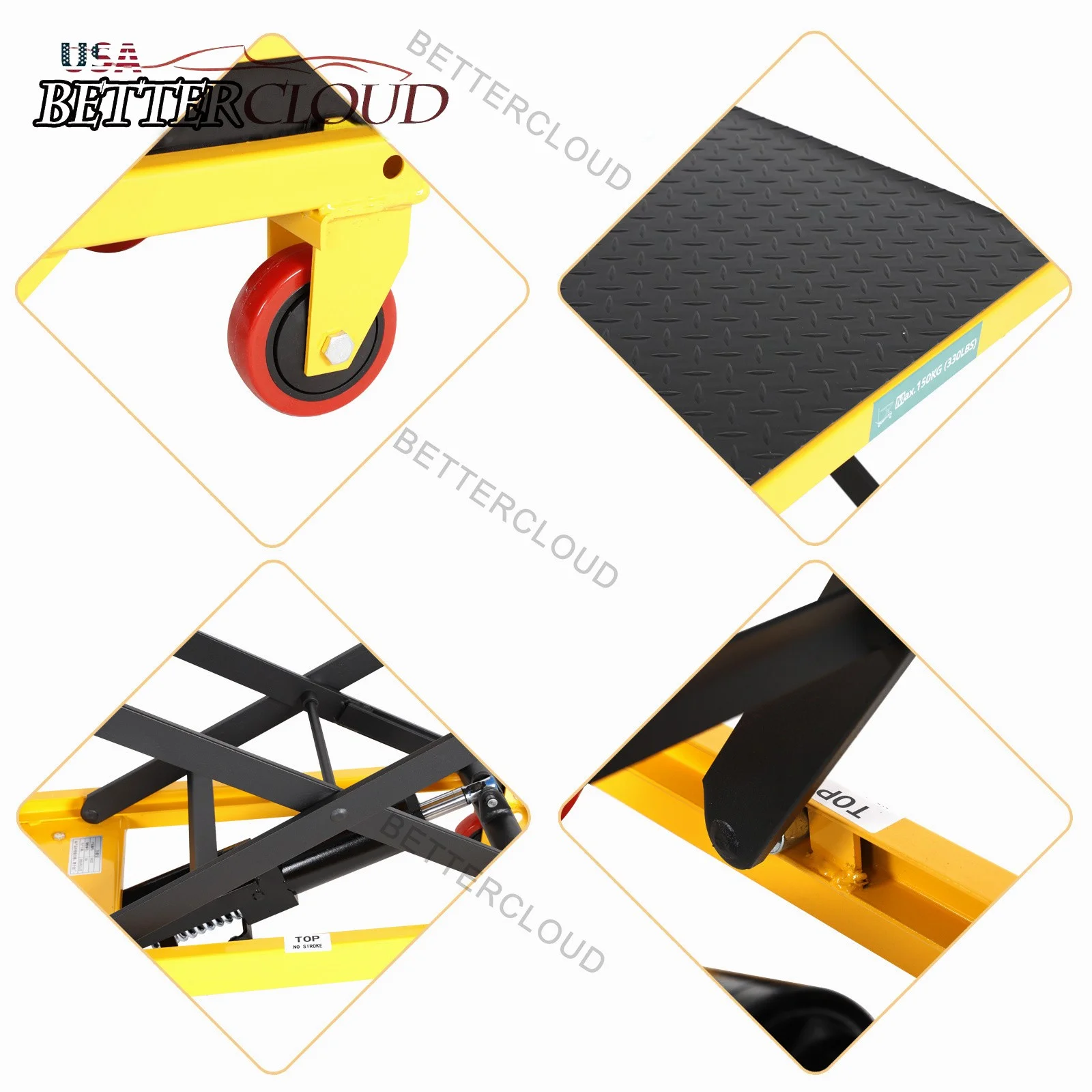 330 lbs Hydraulic Lift Table Cart Manual Double Scissor Lift Table 50" - Image 5