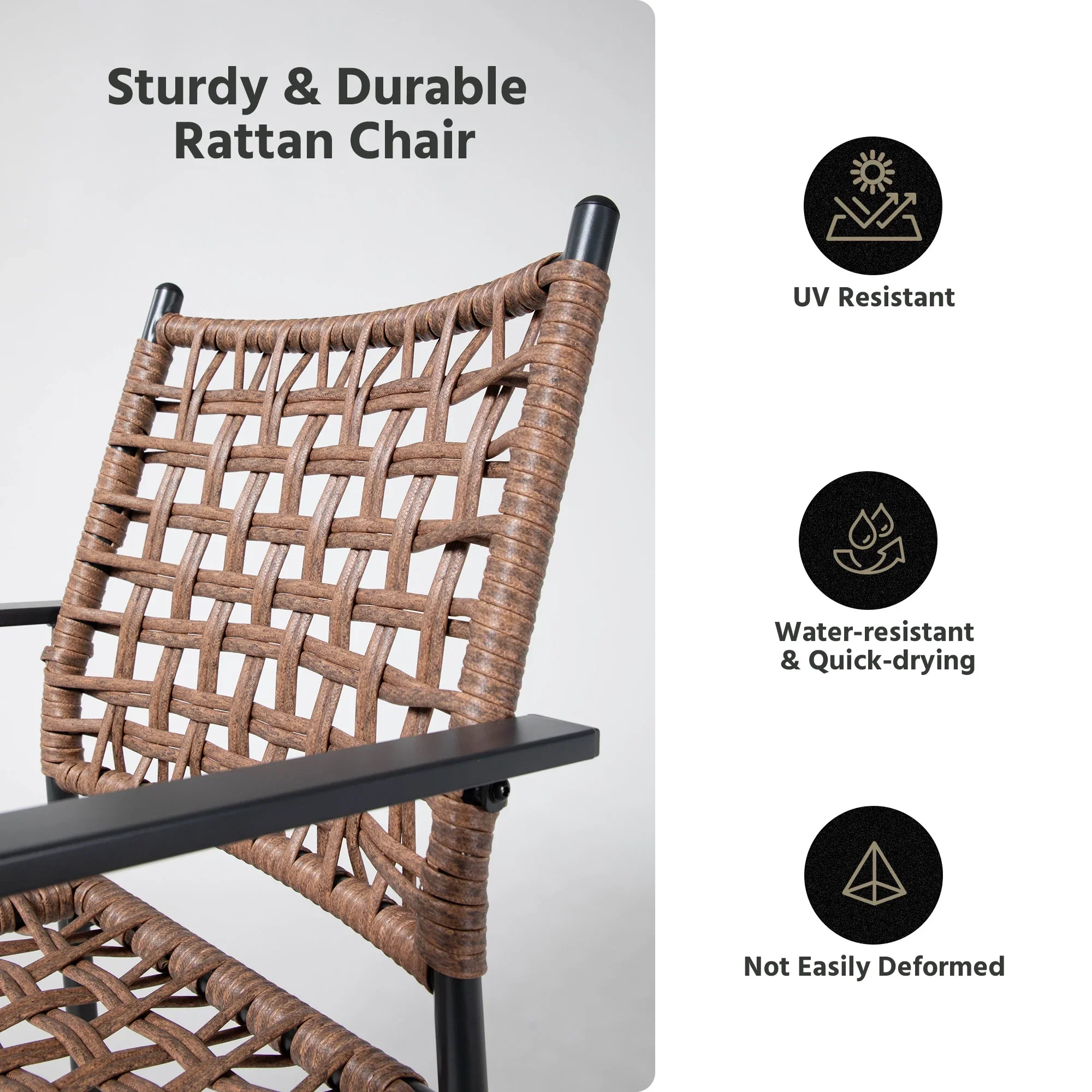 LAUSAINT HOME 7-Piece Outdoor Patio Dining Set, Rattan Chair and Wood-Grain Table, All-Weather Furniture for Garden or Backyard