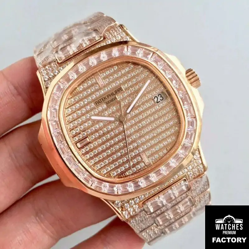 Patek Philippe Nautilus Jumbo 5719 / 1G-001 Rose Gold Diamonds Dial