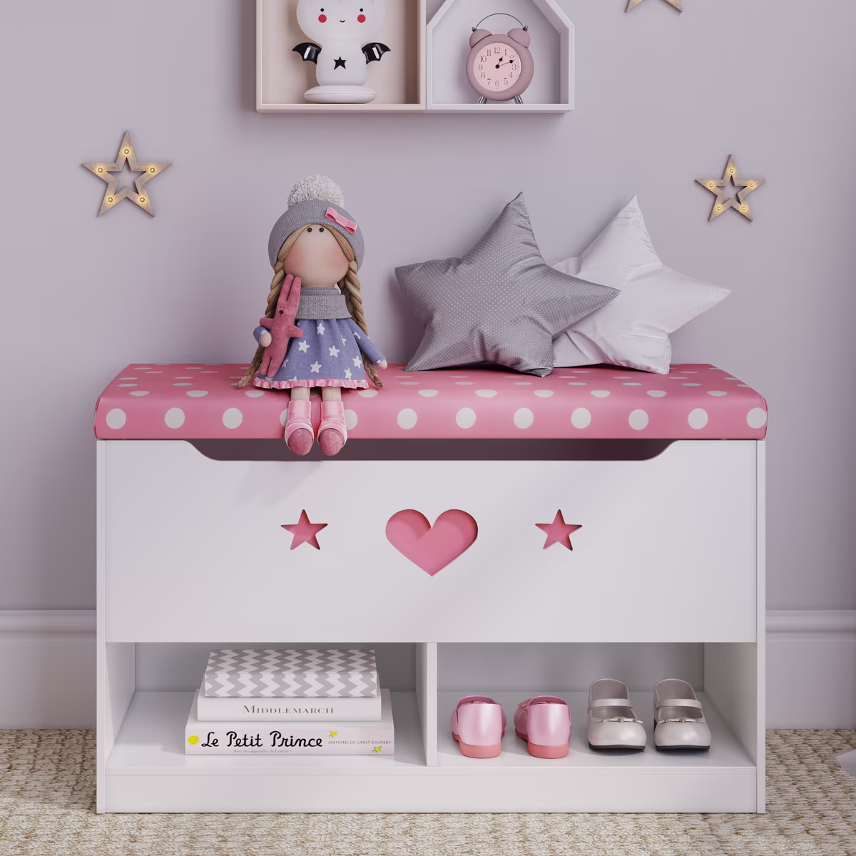 Wooden Toy Box Spacious Storage for Home Organization, White(White) - Image 5
