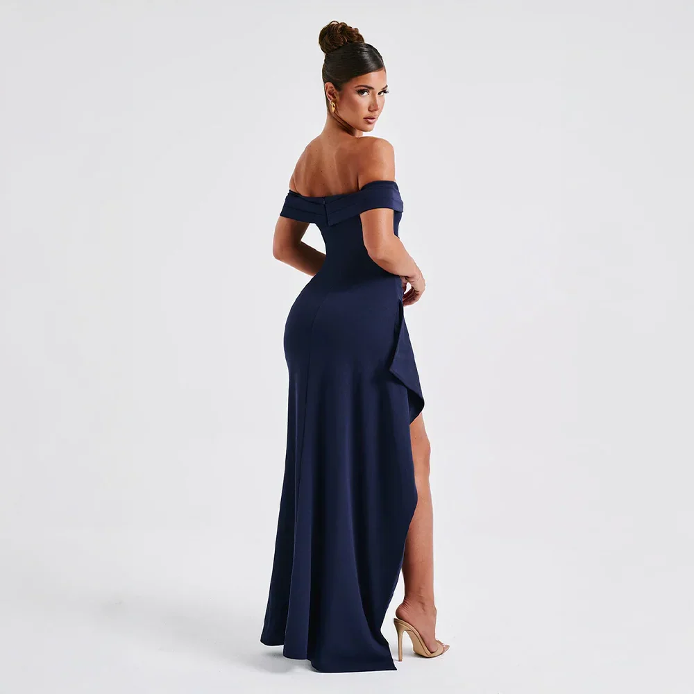 Robe Maxi Fendue Épaules Dénudées