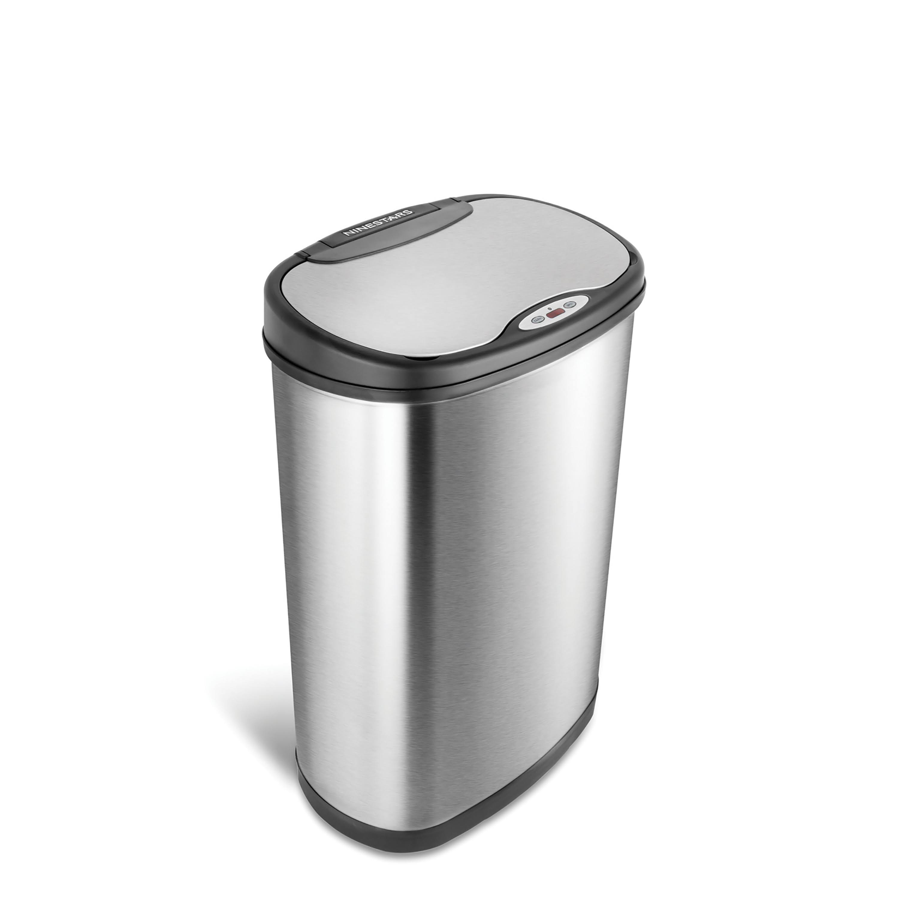 Nine Stars 13.2 Gal / 50L Motion Sensor Oval Trash Can, Stainless Steel with Stainless Steel Lid
