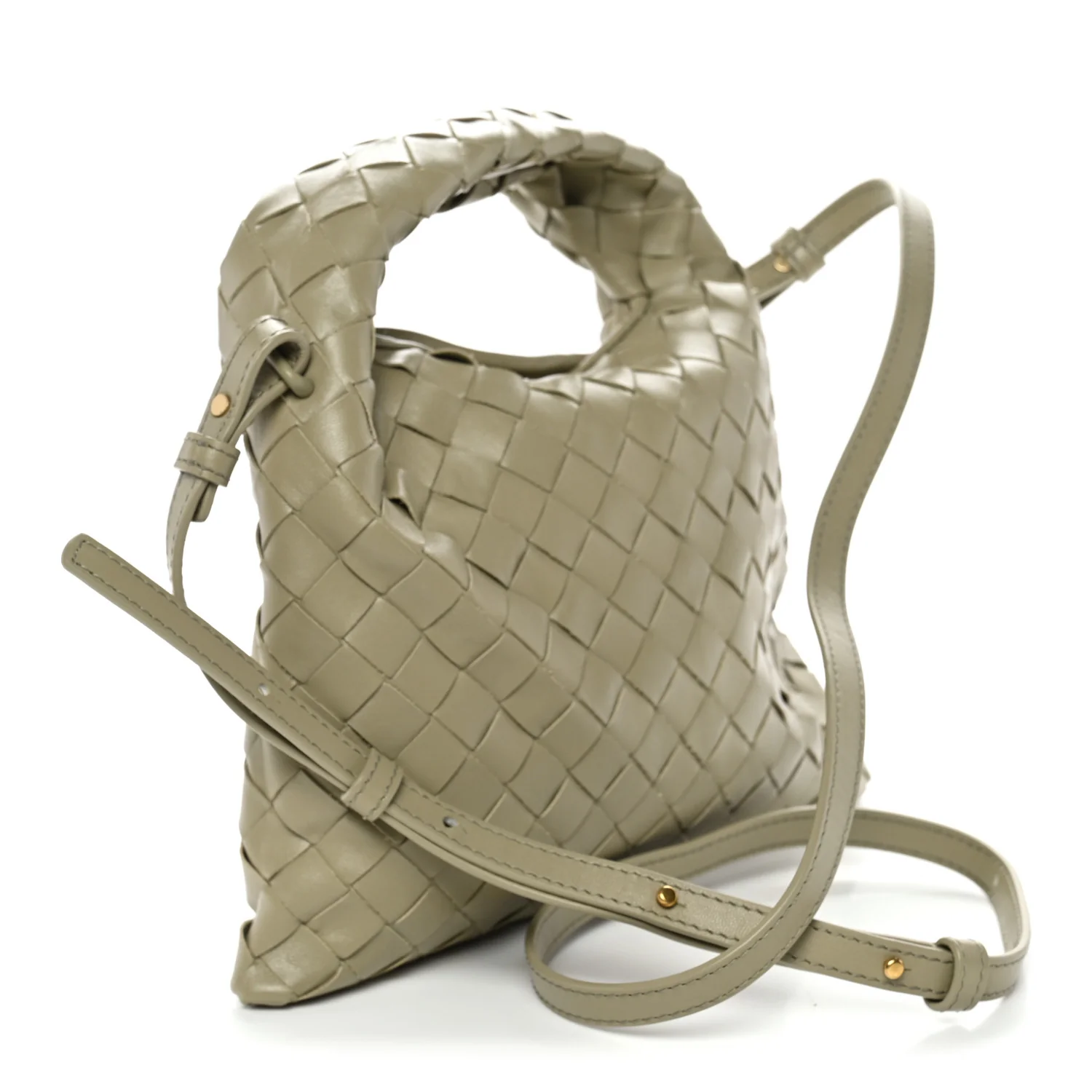 Calfskin Intrecciato Mini Hop Travertine