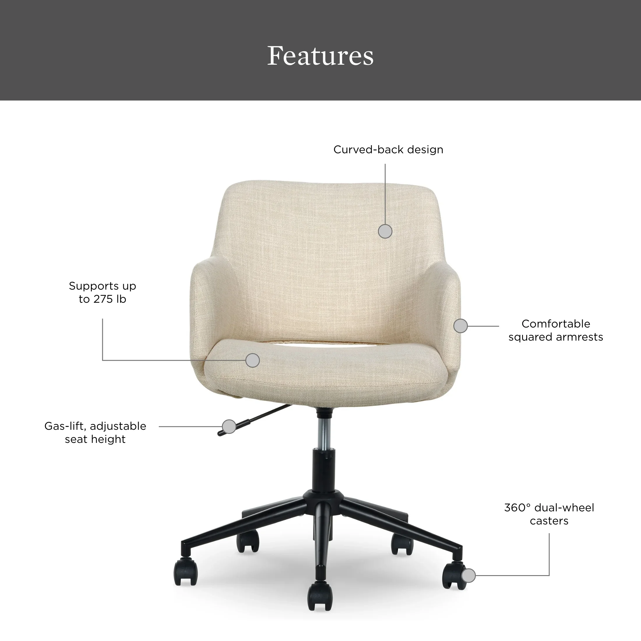 Better Homes & Gardens Lillian Office Chair, Rose