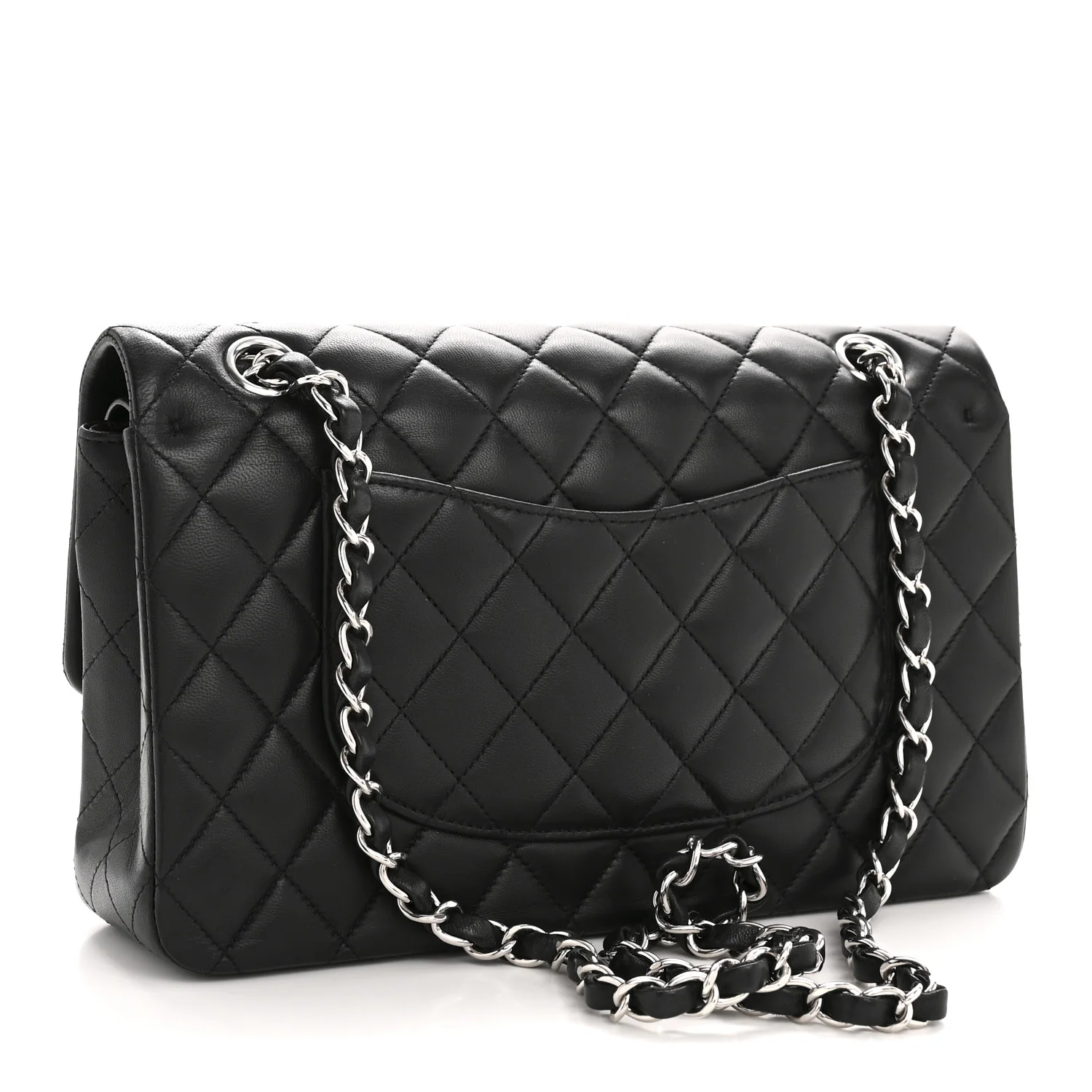 Lambskin Quilted Medium Double Flap Black