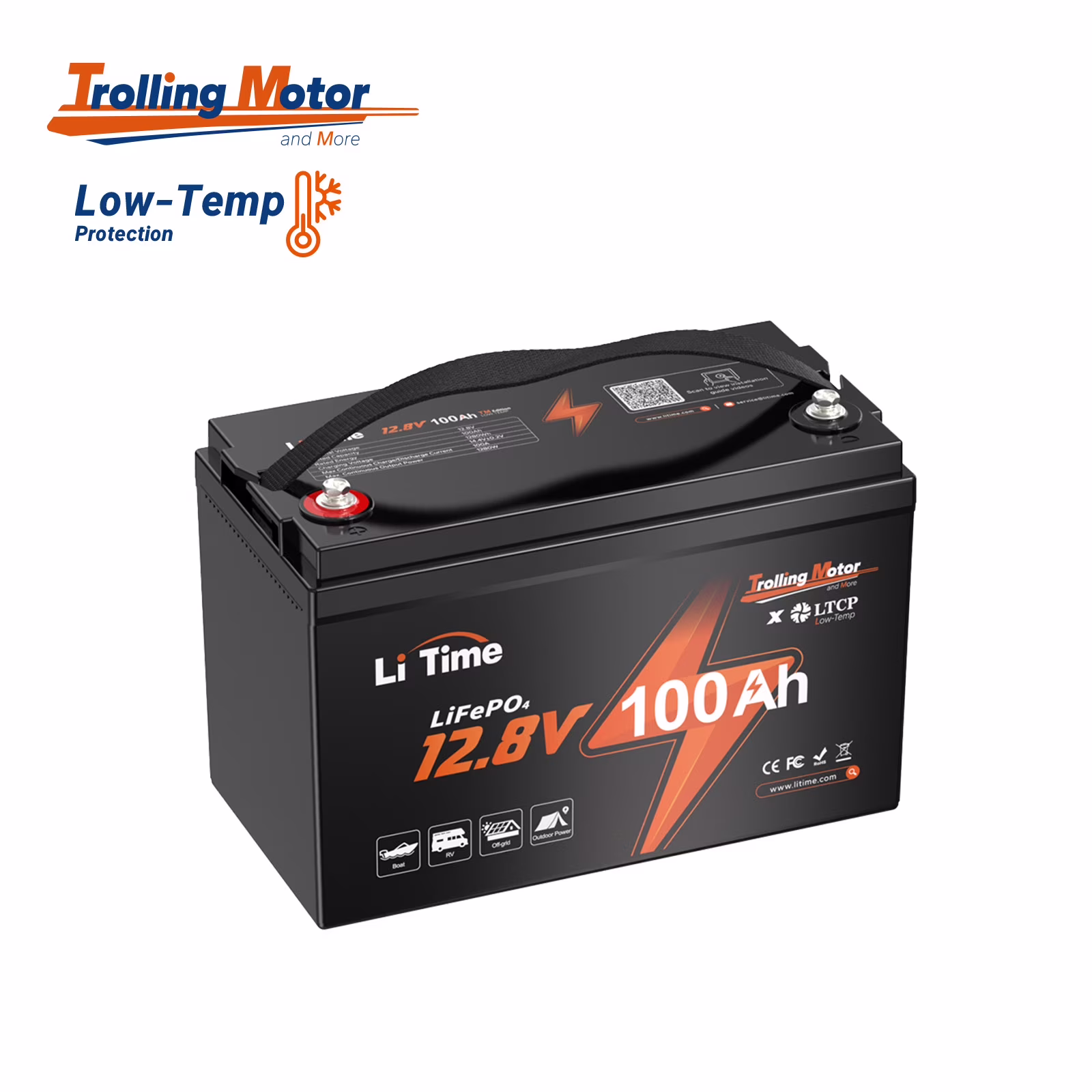12V 100Ah TM LiFePO4 Lithium Battery Low Temp Protection Deep Cycle Trolling Motors Battery(12V100TM)