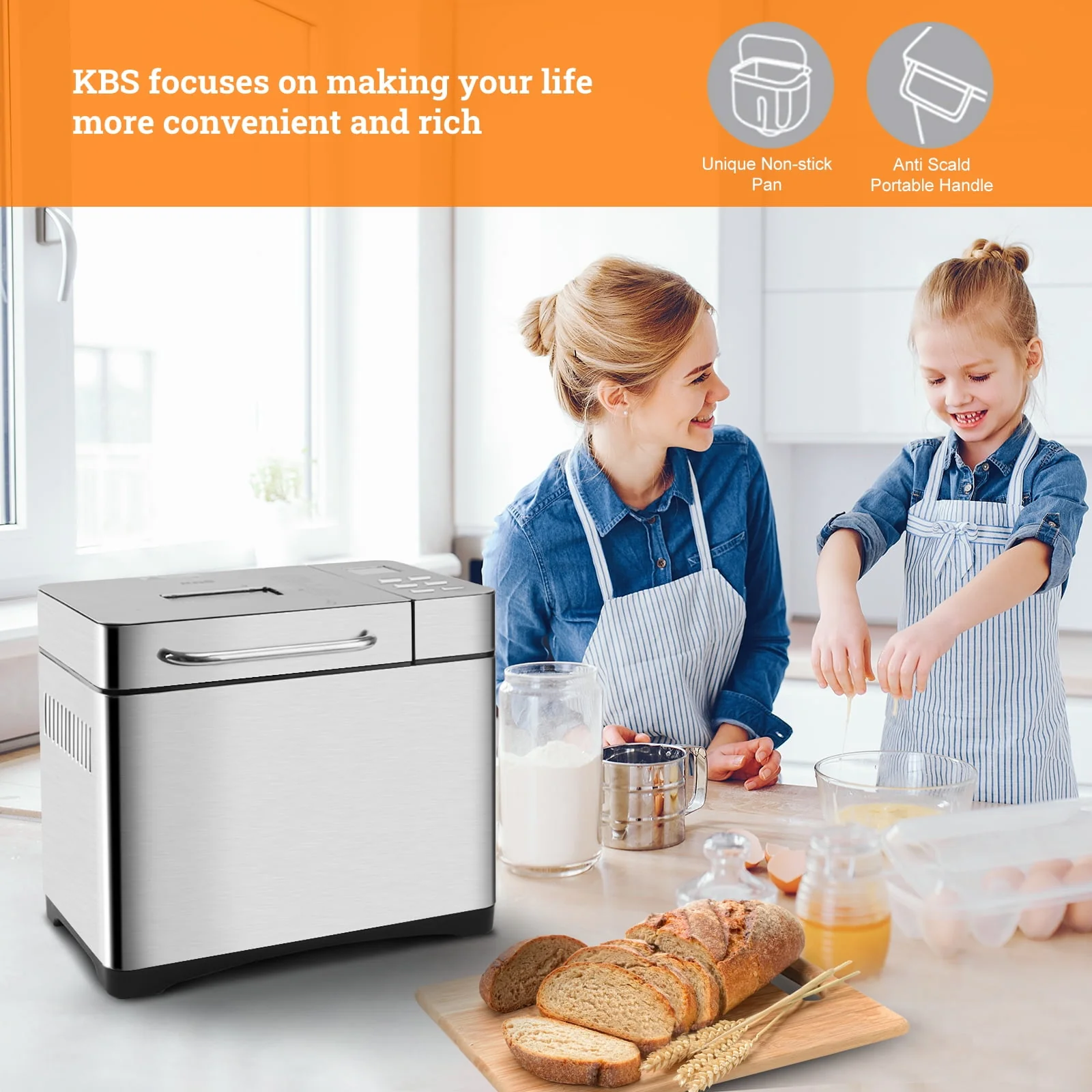 17-in-1 2LB Bread Maker Machine Fully Automatic LCD Display,Stainless Steel Model# 013 - Image 8