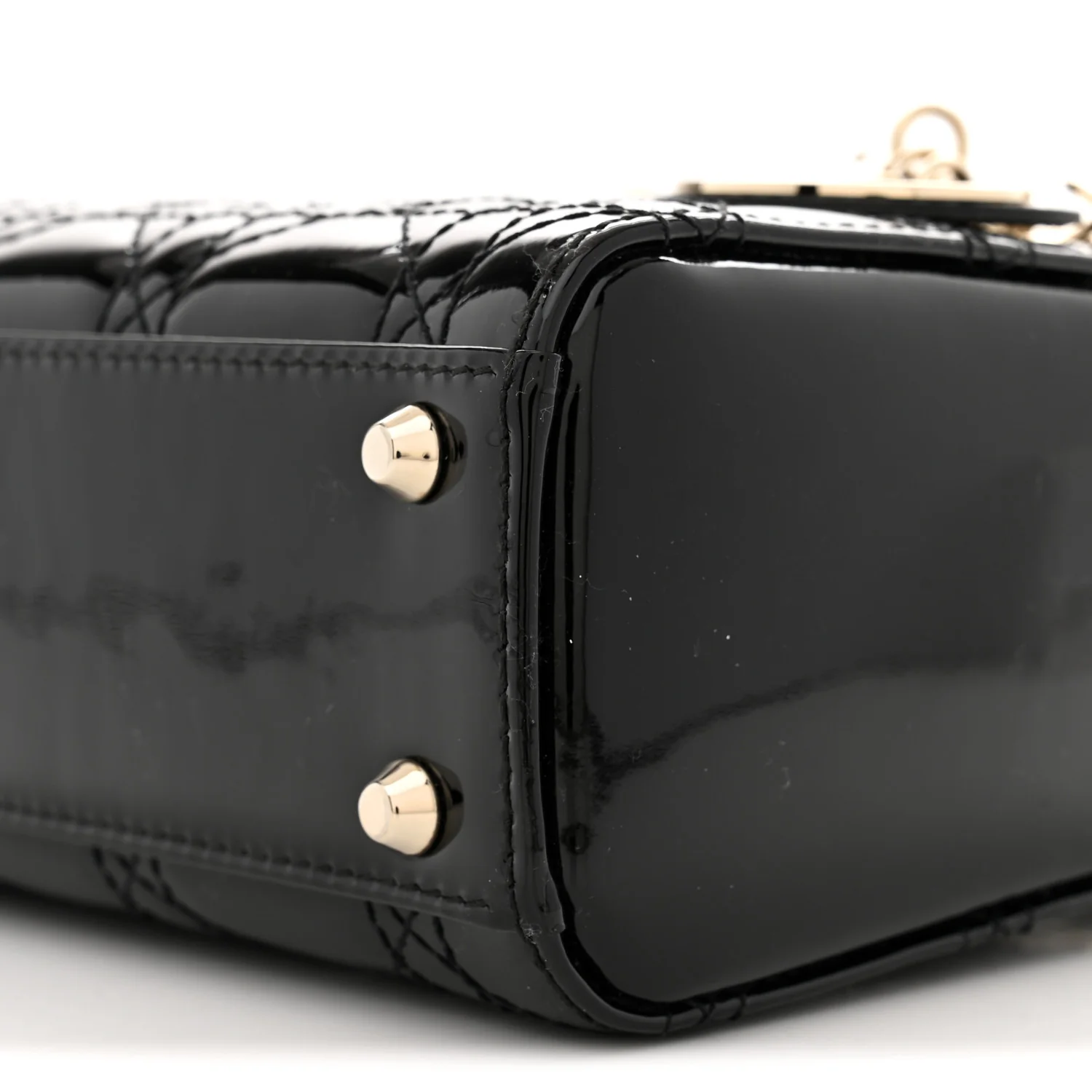 Patent Cannage Mini Lady Dior Black