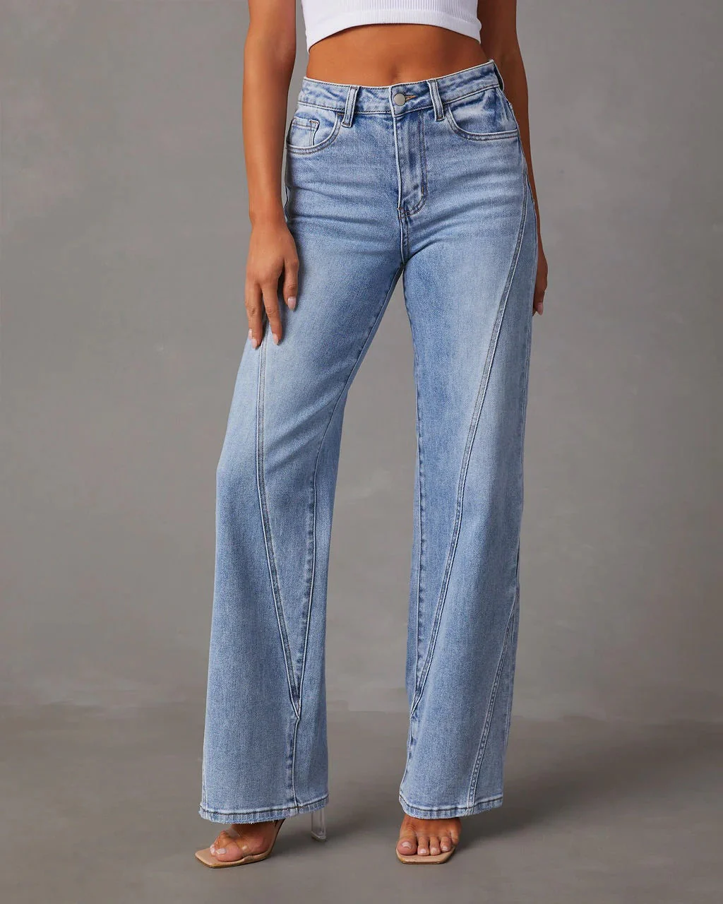 Rhian - Pantalon en Jean Large et Élégant
