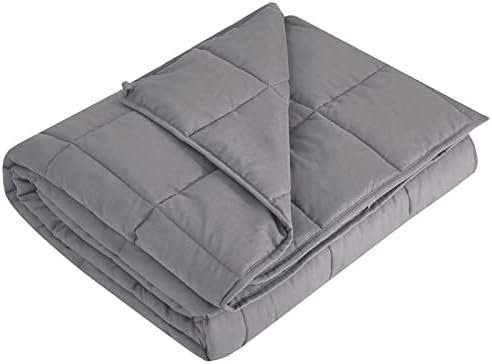 Weighted Blanket (Dark Grey,48x72-15lbs) Cooling Breathable Heavy Blanket Microfiber Material with Glass Beads Big Blanket for Adult All-Season Summer