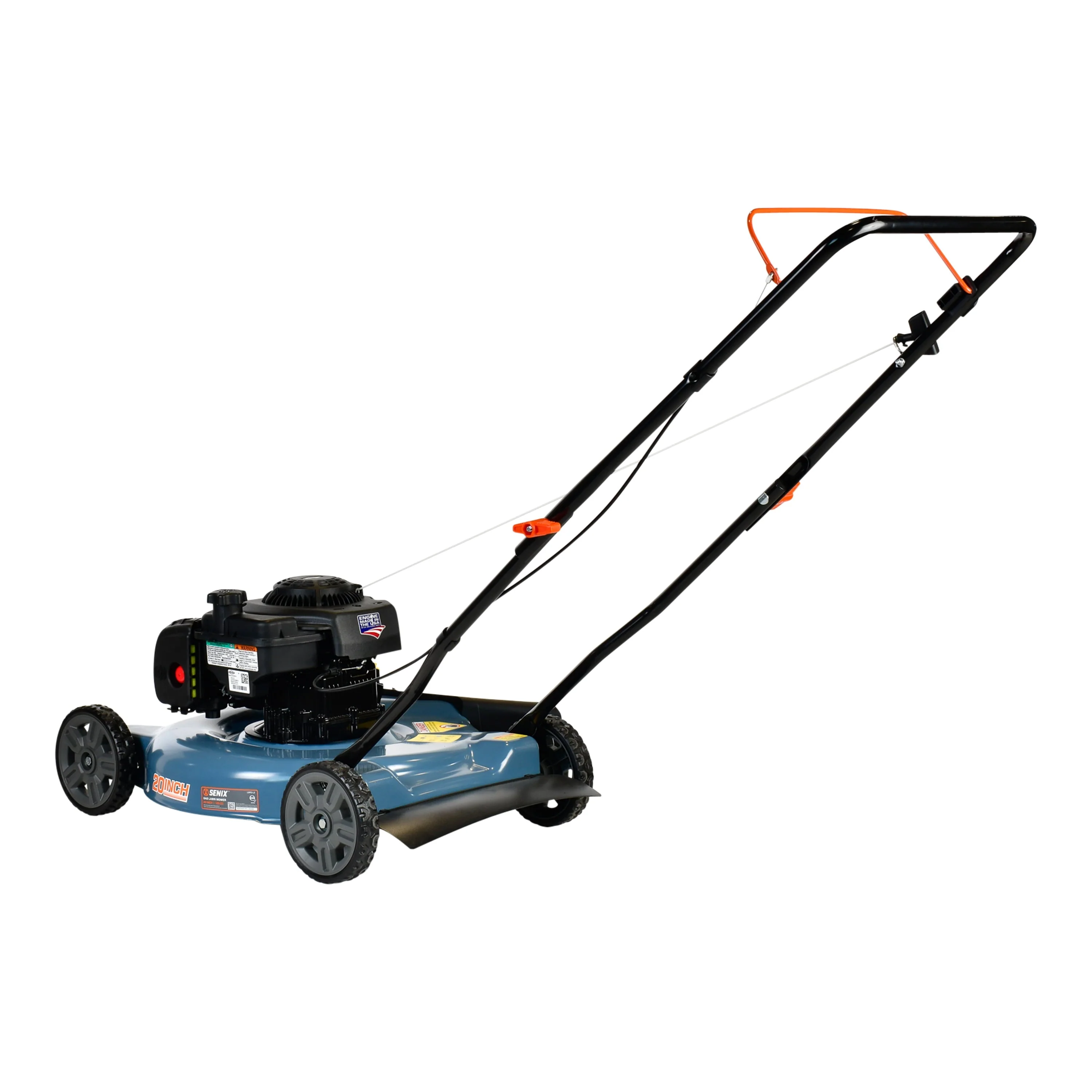 SENIX Gas Lawn Mower, 20 Inch, 125 cc 4 Cycle Briggs Stratton Engine, Push Lawnmower with Side Discharge, 3 Position Height Adjustment, LSPG L2, Blue(Manual Height Adjustment) Image 3