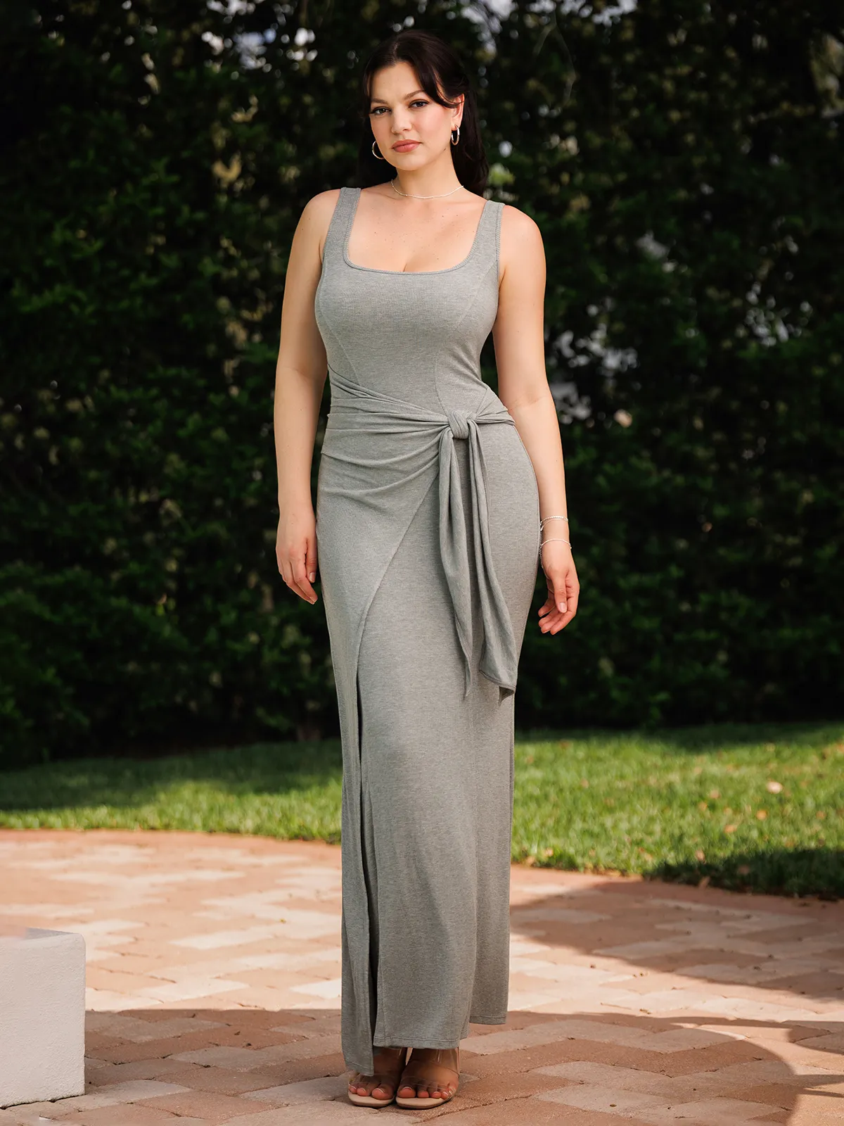 Shapewear Modal Twist Wrap Tummy Control Maxi Dress