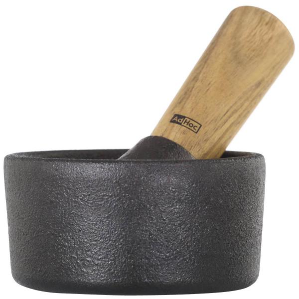 Crush morter rund 10 cm støpejern/akasietre