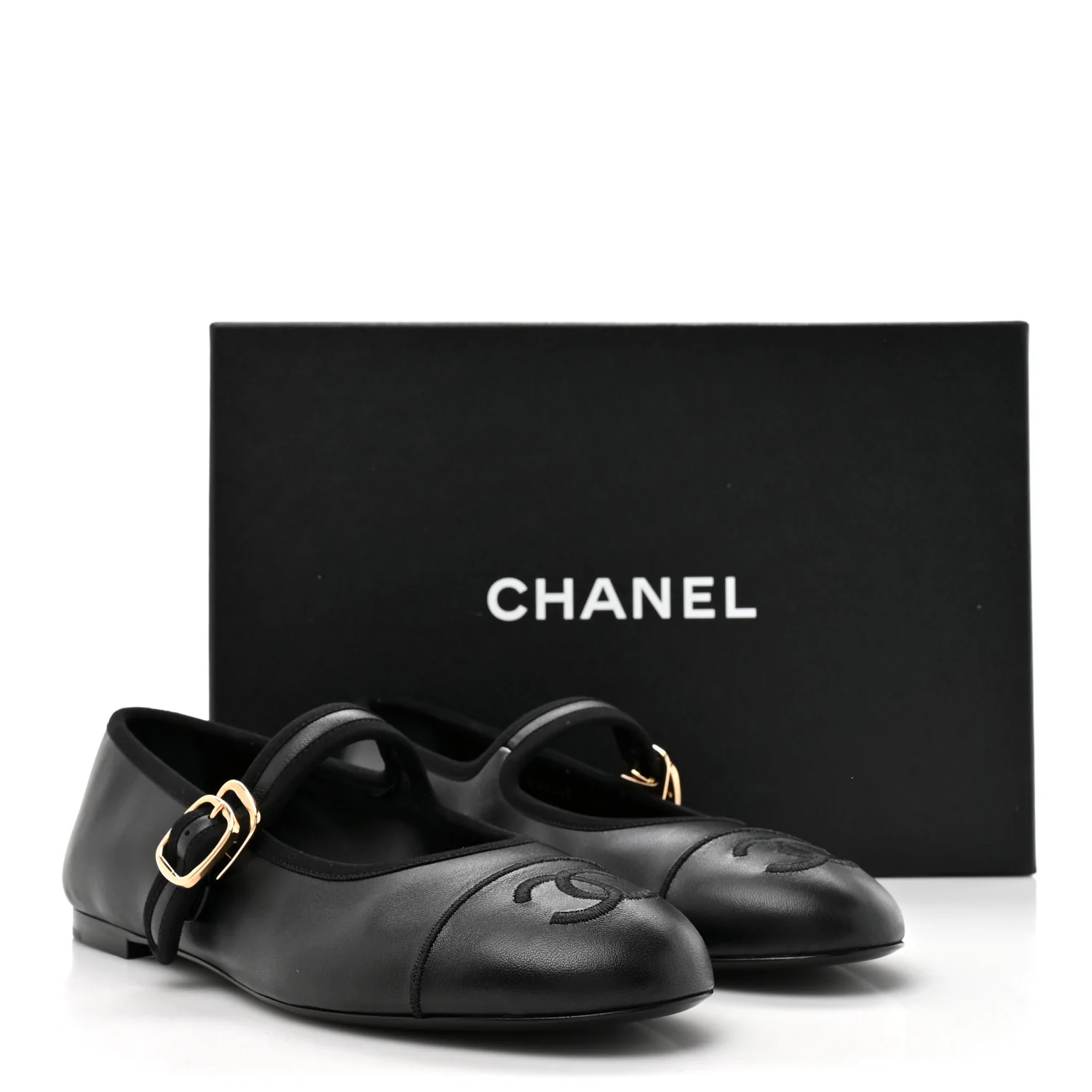 Lambskin Mary Jane Flats 38.5 Black
