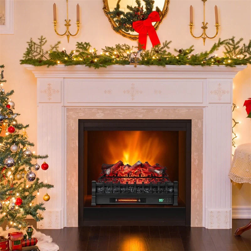 26" WiFi Electric Fireplace Insert Log Set, 1500W Infrared Quartz Heater with App/Voice Control, Realistic Lemonwood Logs, Crackling Sound, 8H Timer
