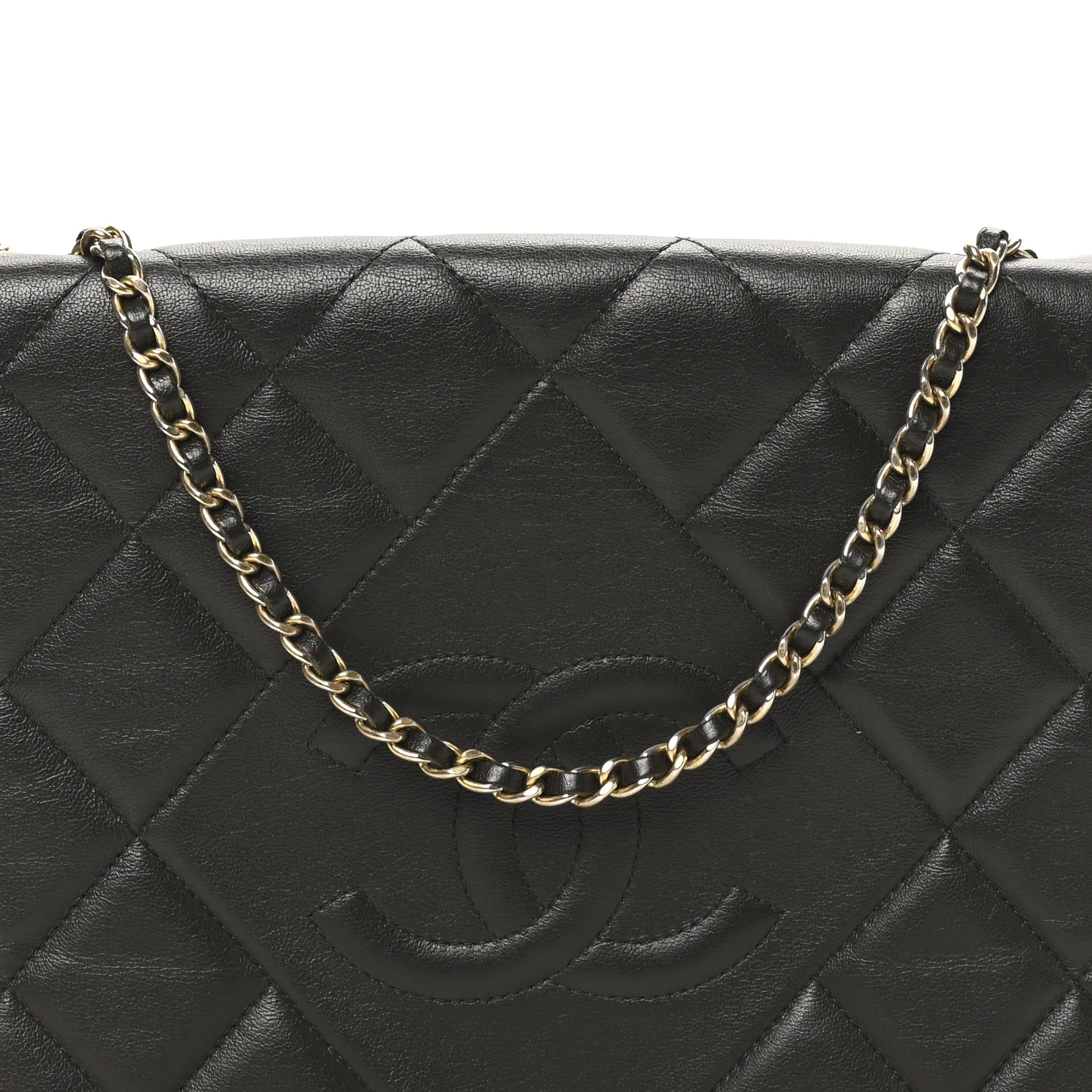 Lambskin Quilted Large Diamond CC Flap Black