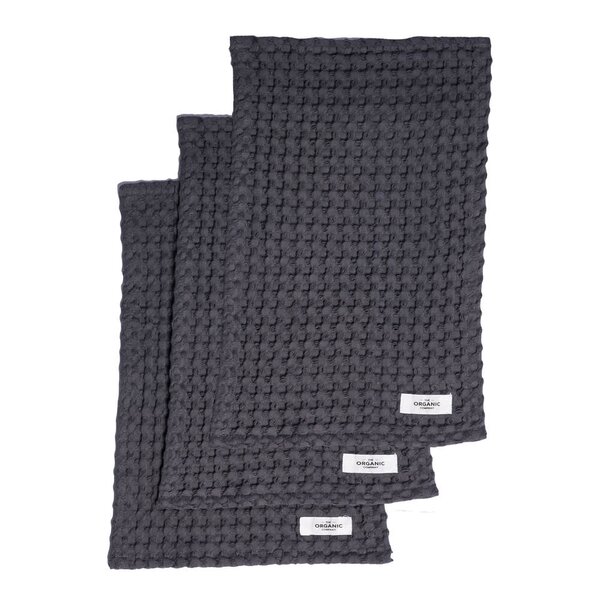 Big Waffle vaskeklut 25x40 cm 3 stk dark grey