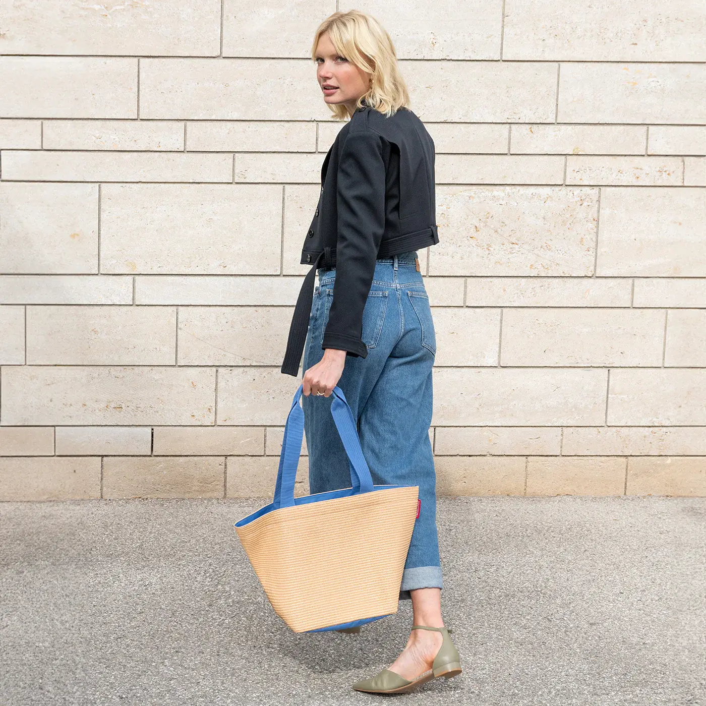 shopper M raffia blue