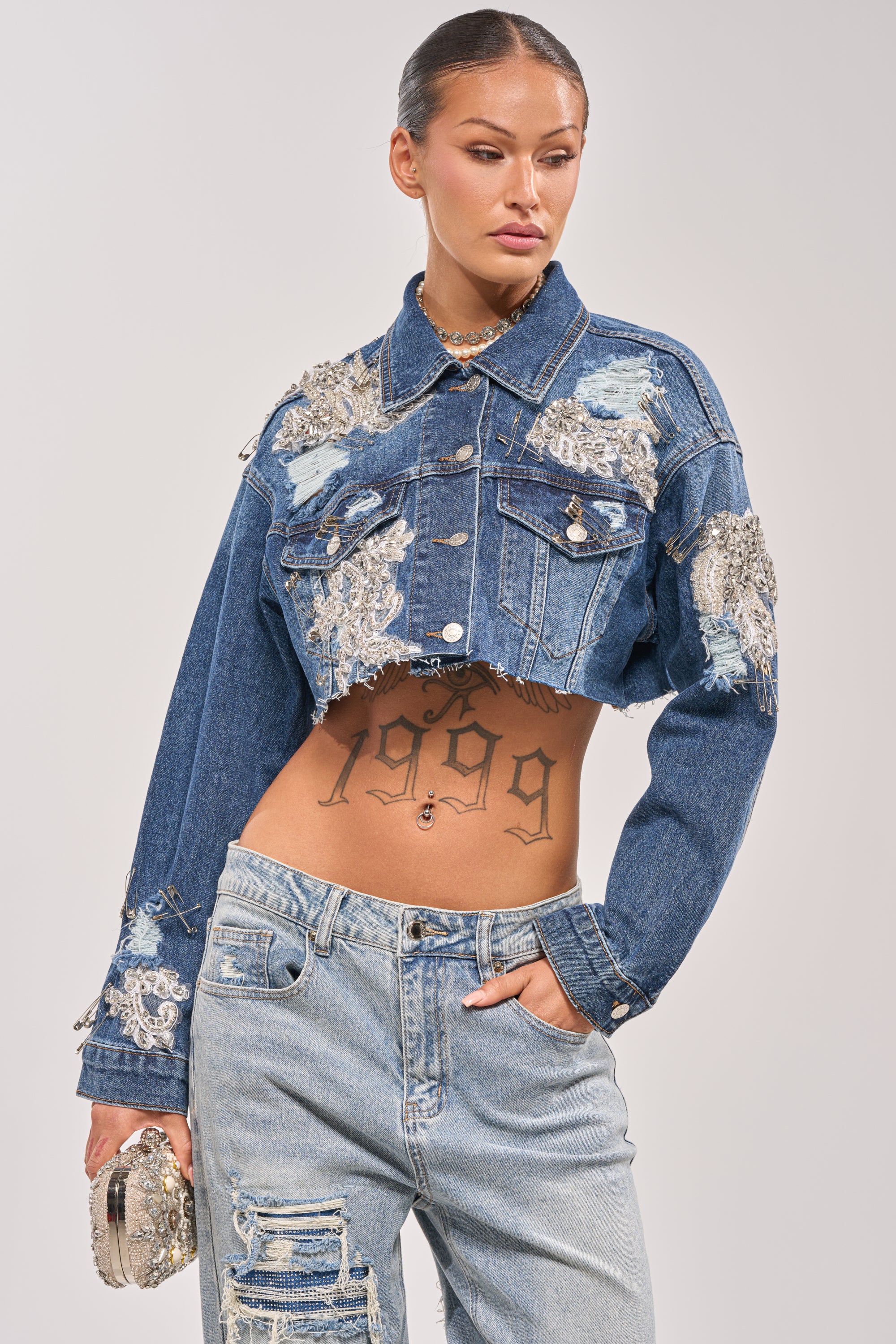 LET'S RIDE EMBELLISHED DENIM JACKET - Akira Store