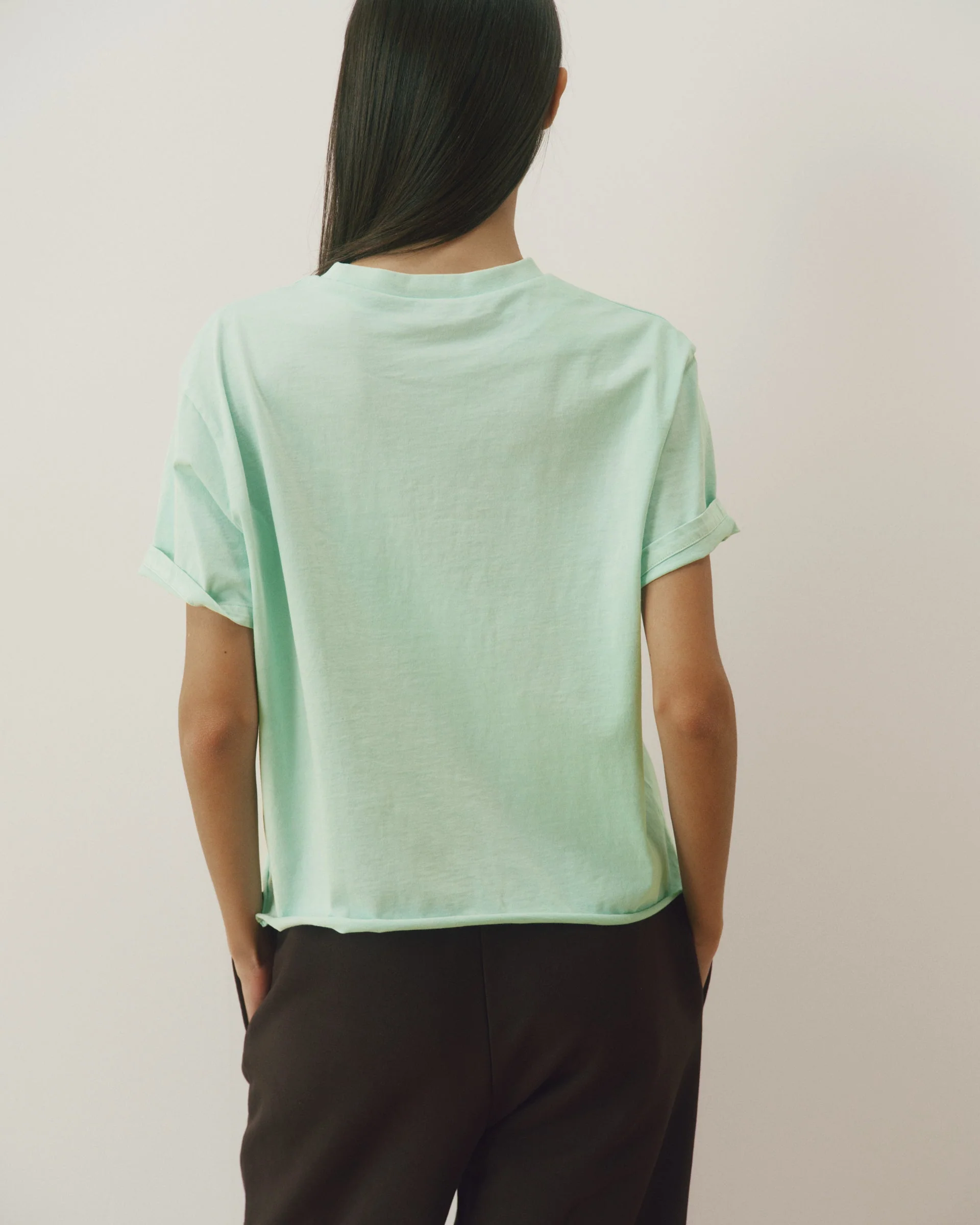 Varsity Mid-Weight Raw Hem T-shirt - Mint Green