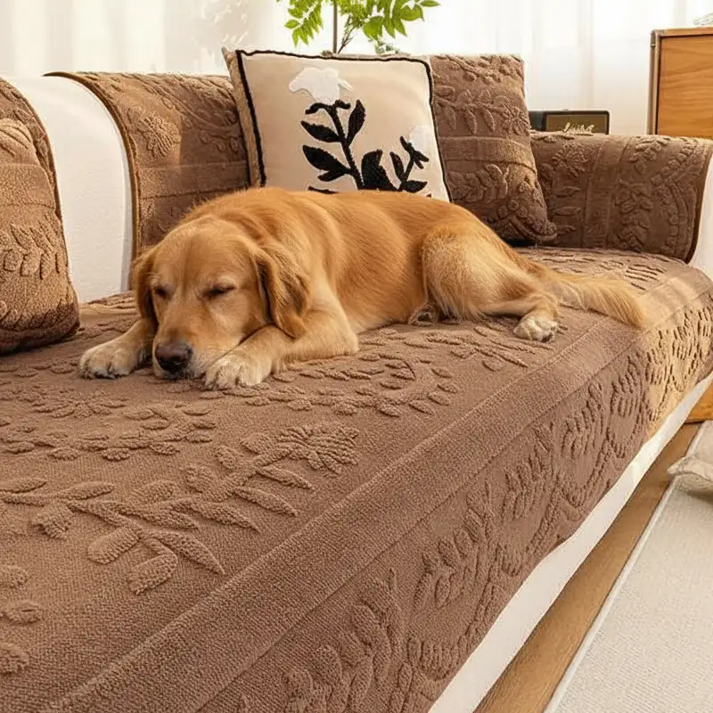 Jacquard Plush Comfortable Scratch-Resistant Non-Slip Couch Cover