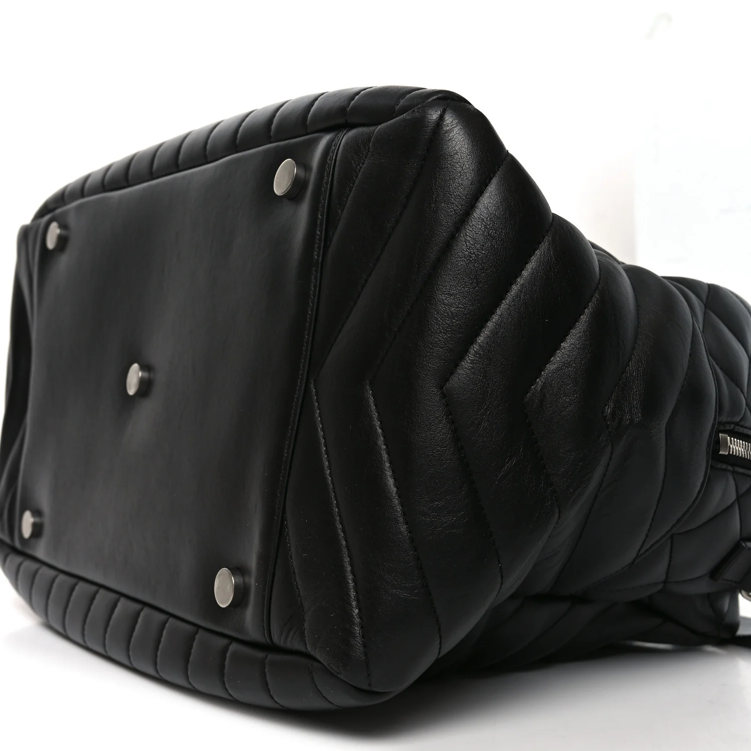 Lambskin Mixed Matelasse Joan Bowling Bag Black