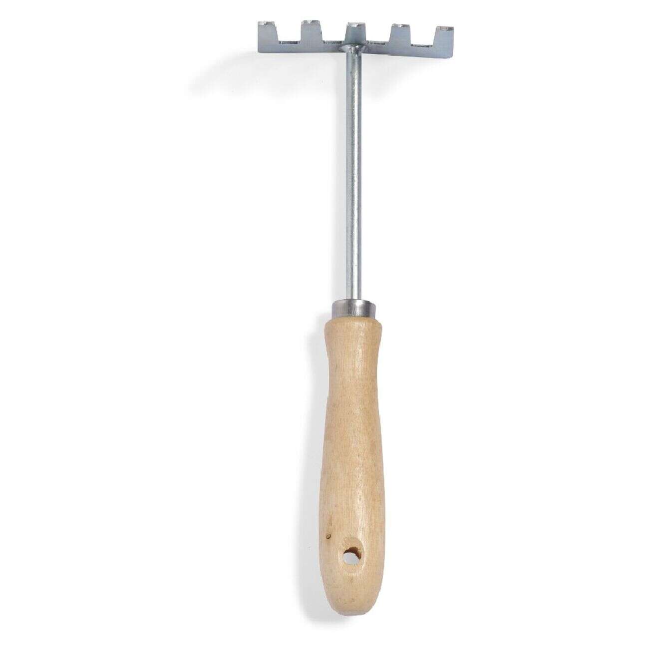 Râteau à fleurs 5 dents métal manche bois L26.5cm