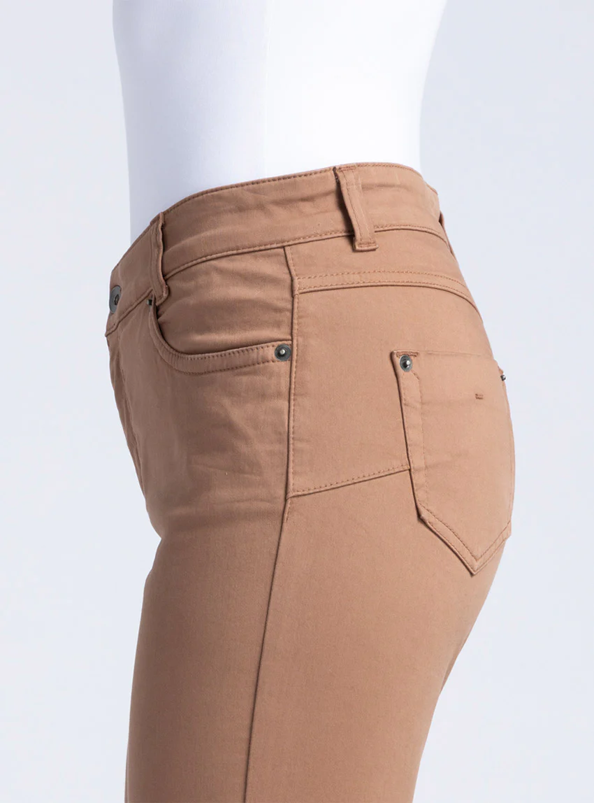 Pantalon femme en coton beige noisette