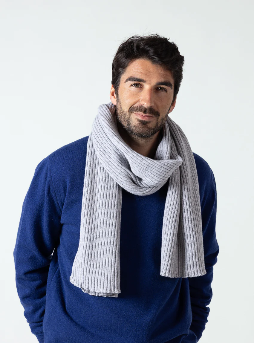 Écharpe homme cachemire et laine gris