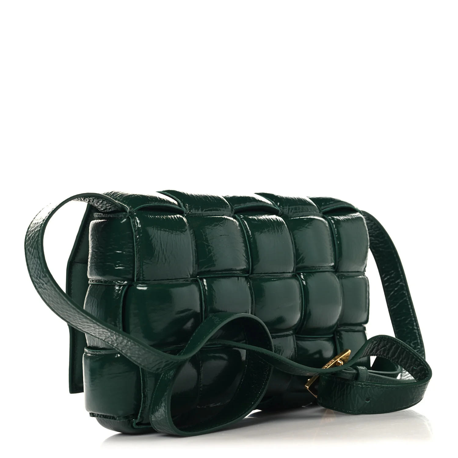 Textured Deerskin Maxi Intrecciato Padded Cassette Crossbody Bag Raintree