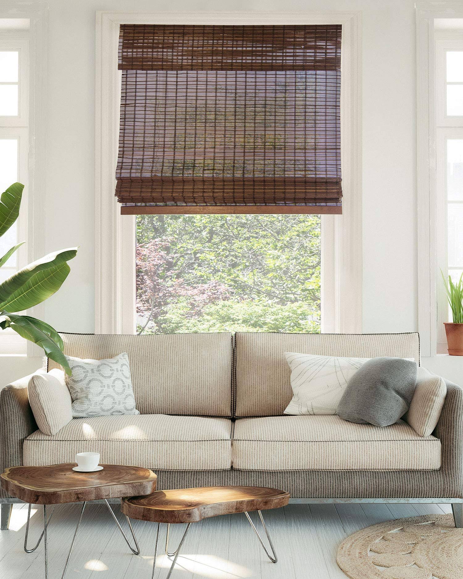 Chicology Cordless Bamboo Roman Shades, Buffalo, 23 inch x 64 inch, Brown