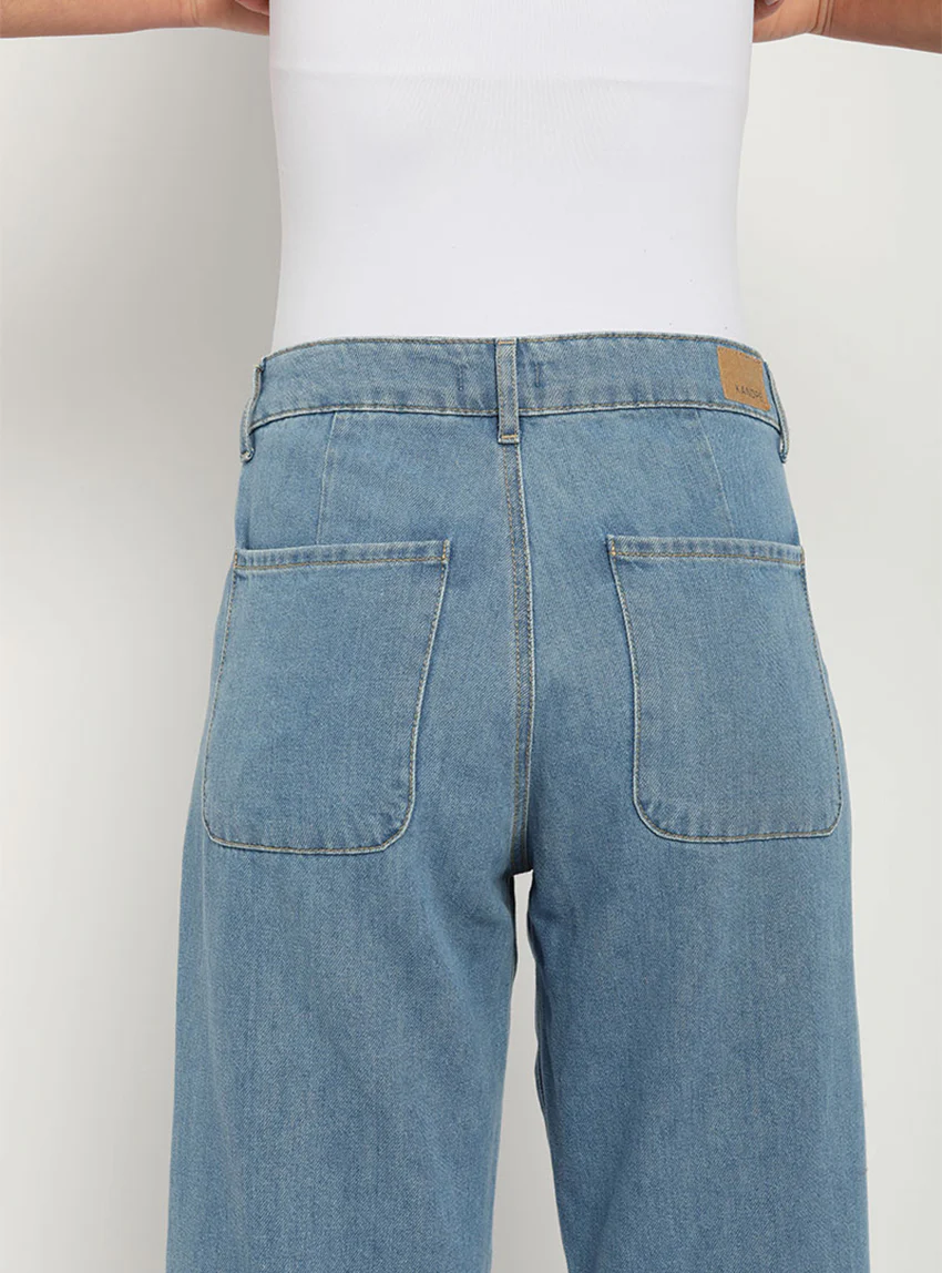 Jean large femme bleu indigo clair