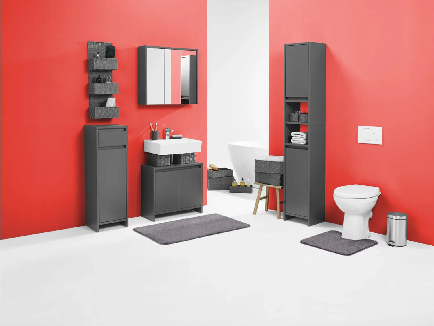 LIVARNO home Armoire latrale de salle de bains Oslo, 32 x 99 x 30 cm, anthracite