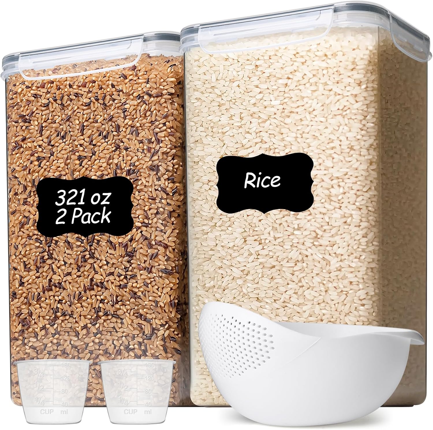 ComSaf Airtight Flour and Sugar Container 2.6Qt & 5.5Qt 3-Pack, Wide Mouth
