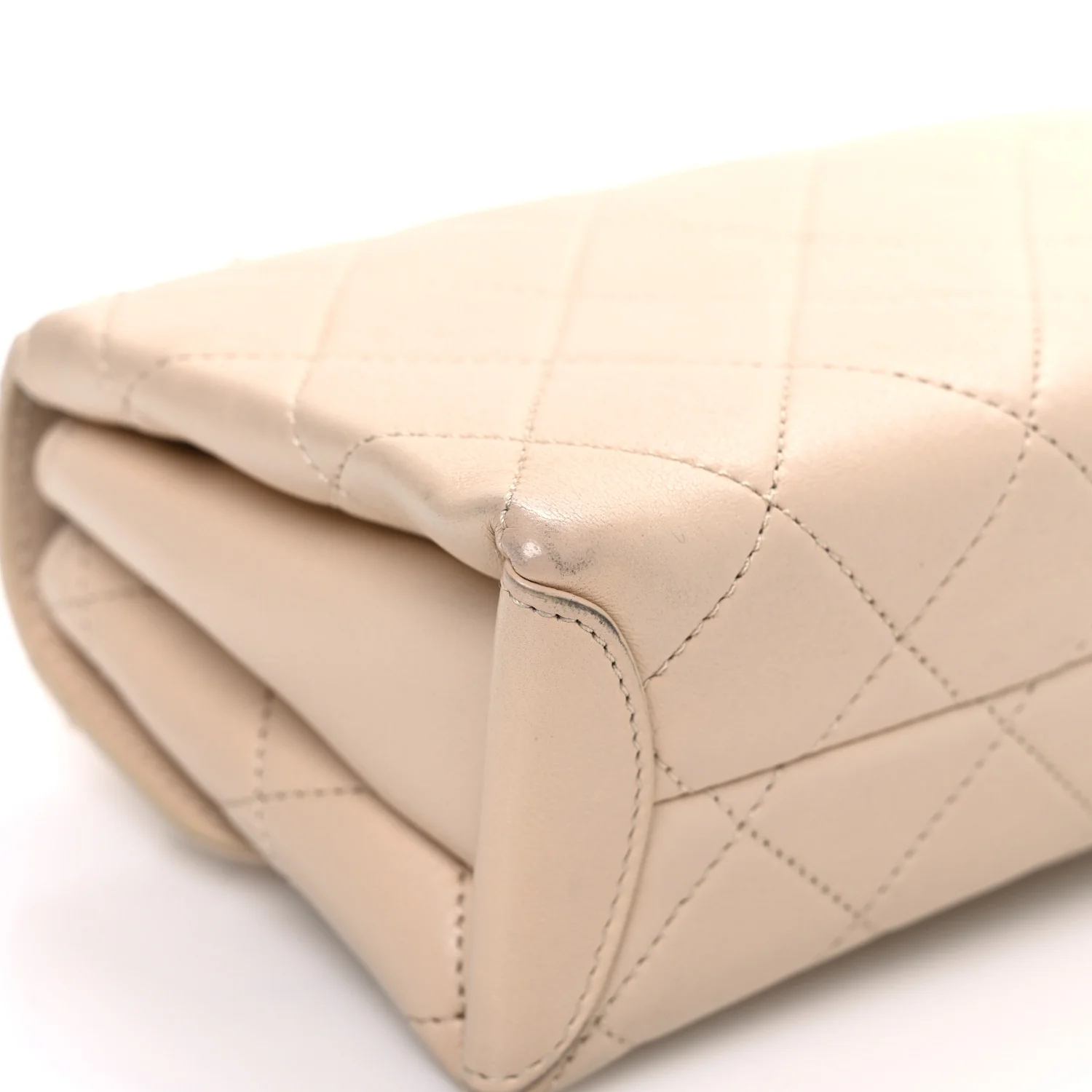 Lambskin Quilted Small Trendy Spirit Top Handle Bag Beige