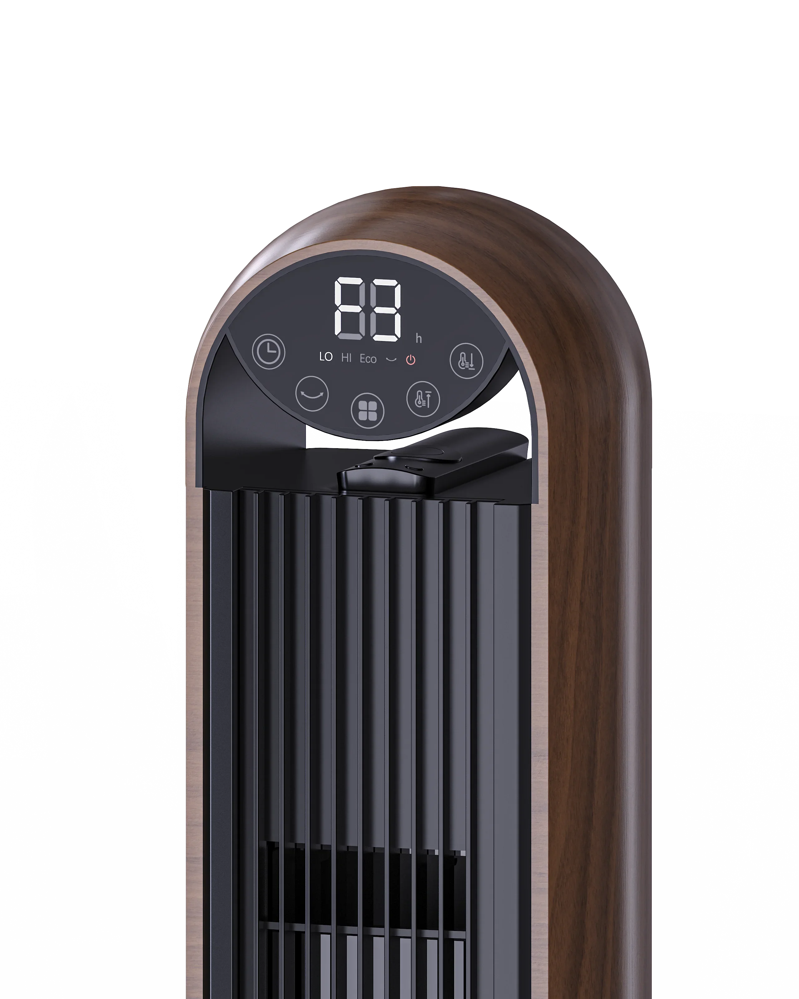 Better Homes & Gardens 36'' 1500W Electric 3 Heat Settings Oscillating Tower Heater with Remote Control, 12H Timer, Walnut & Black