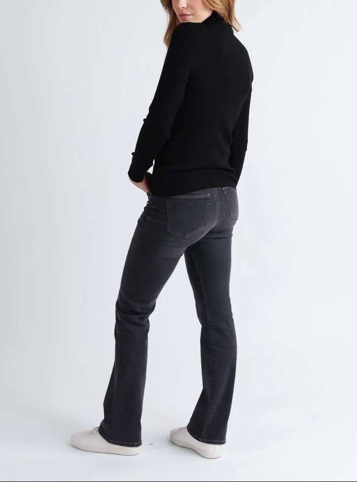 Pull chaussette femme col roule en laine merinos Noir