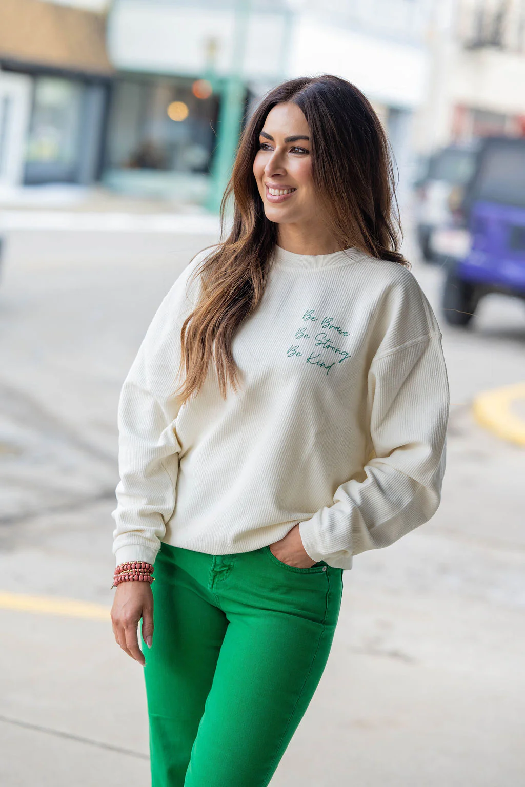 She Was Unstoppable Ribbed Graphic Crewneck