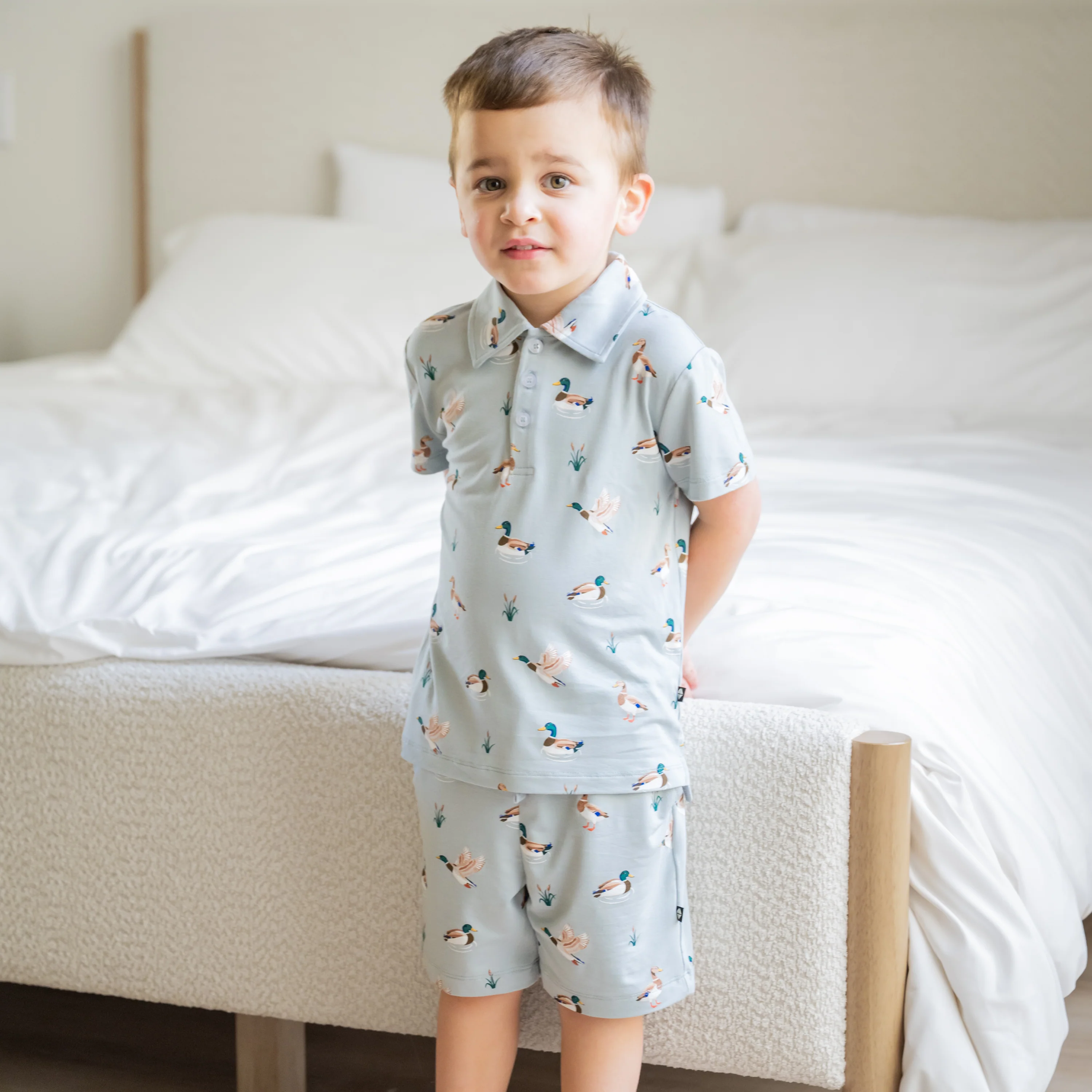 Toddler Short Sleeve Polo in Mallard Duck