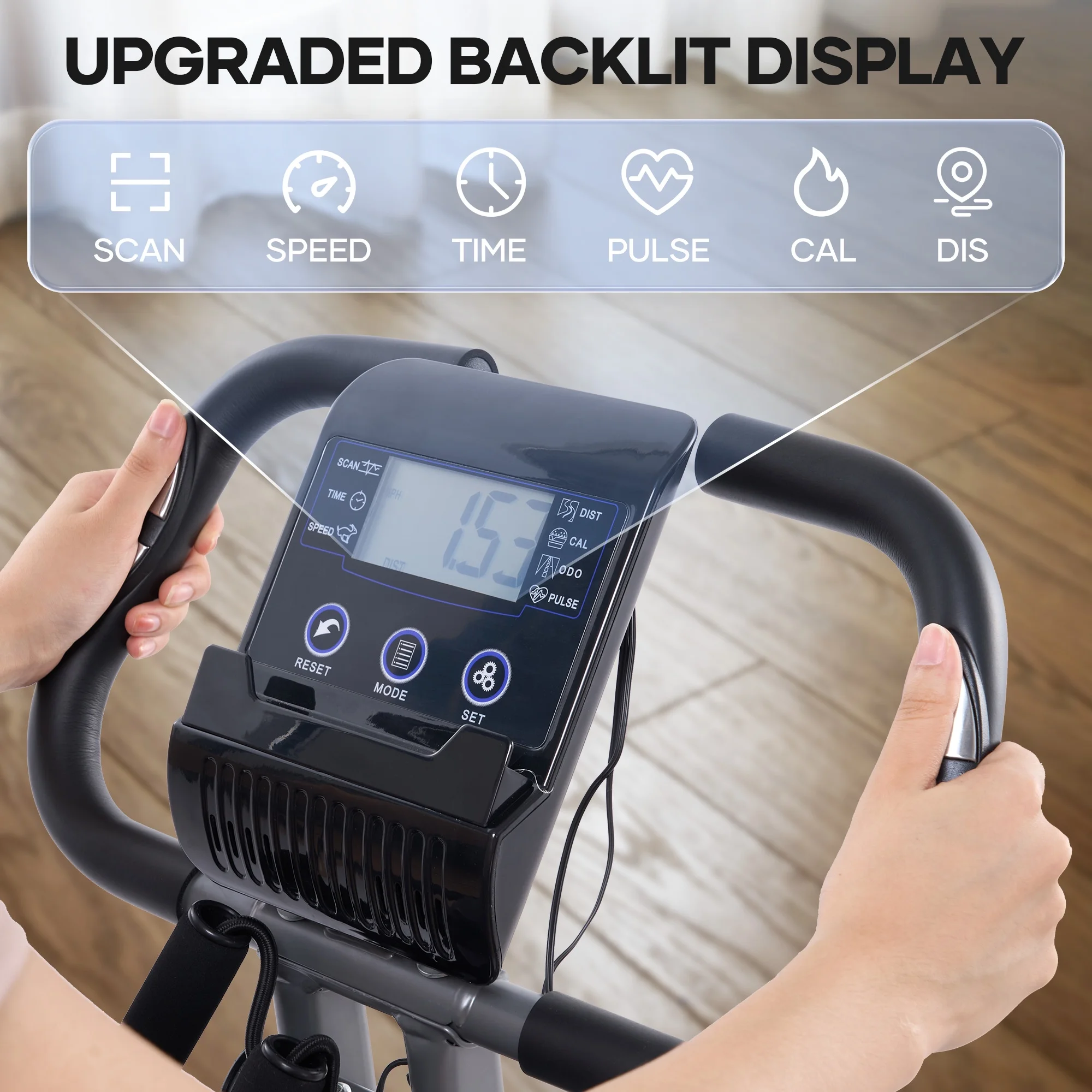 Folding Exercise Bike Magnetic Upright Bike with Pulse Sensor LCD Monitor Indoor Cycling Stationary Exercise Bike Perfect for Home Use - Image 5