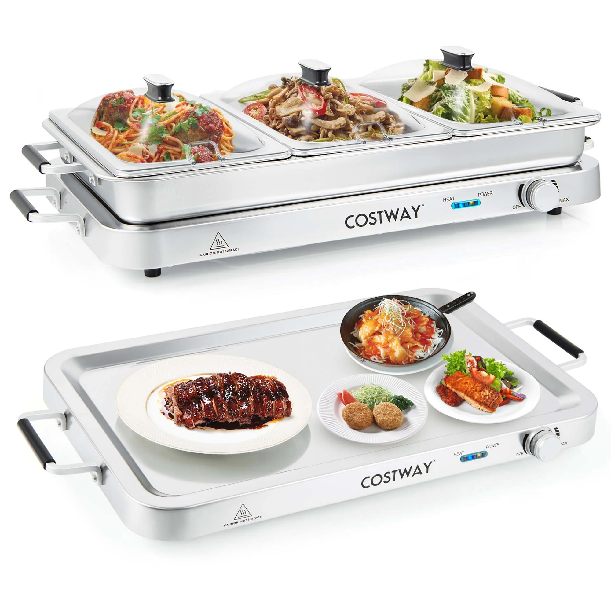 Food Warmer Buffet Server 450W Stainless Steel Electric Warming Tray for Parties - Image 10